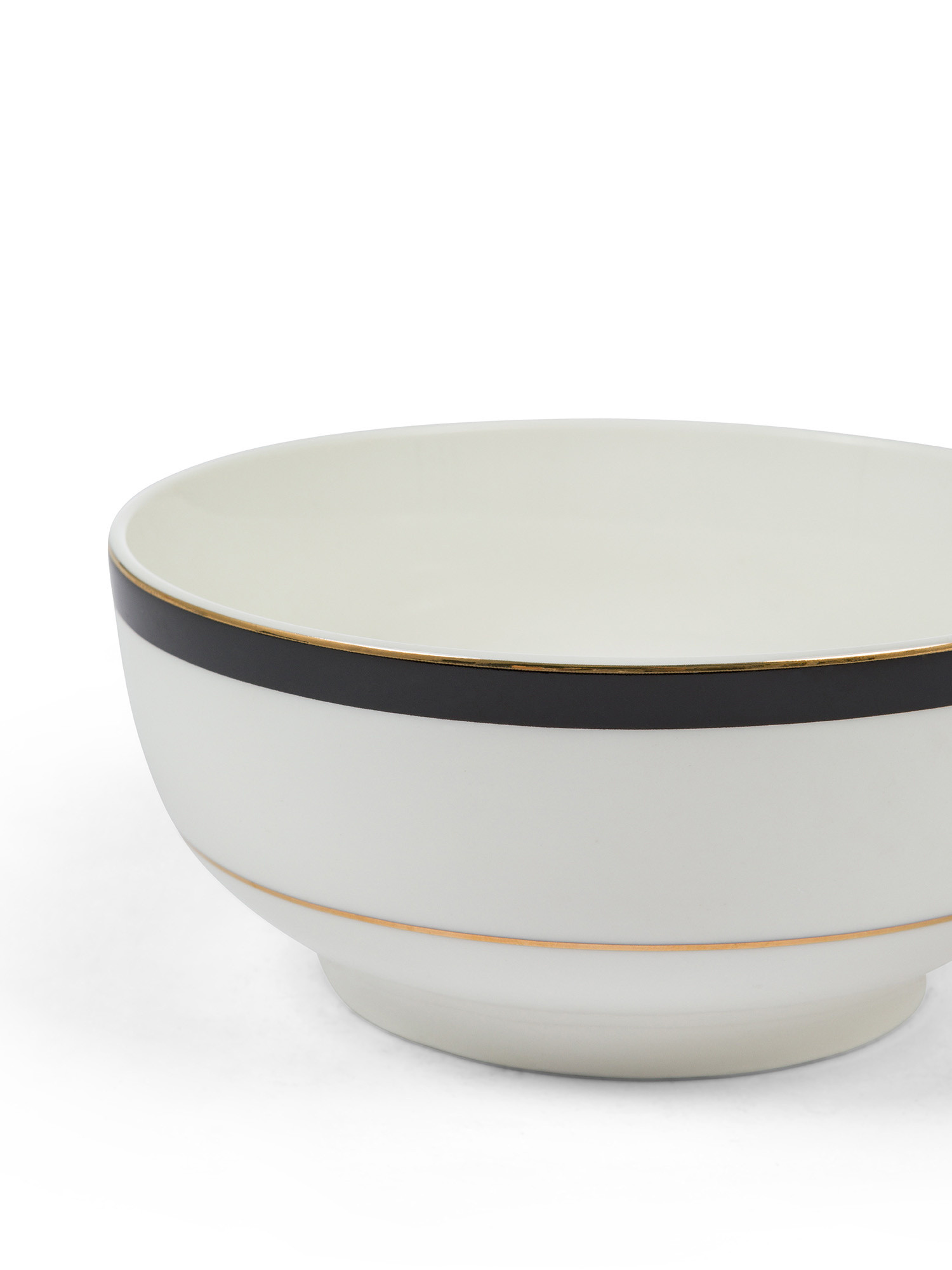 New bone china bowl with black thread, White, large image number 1