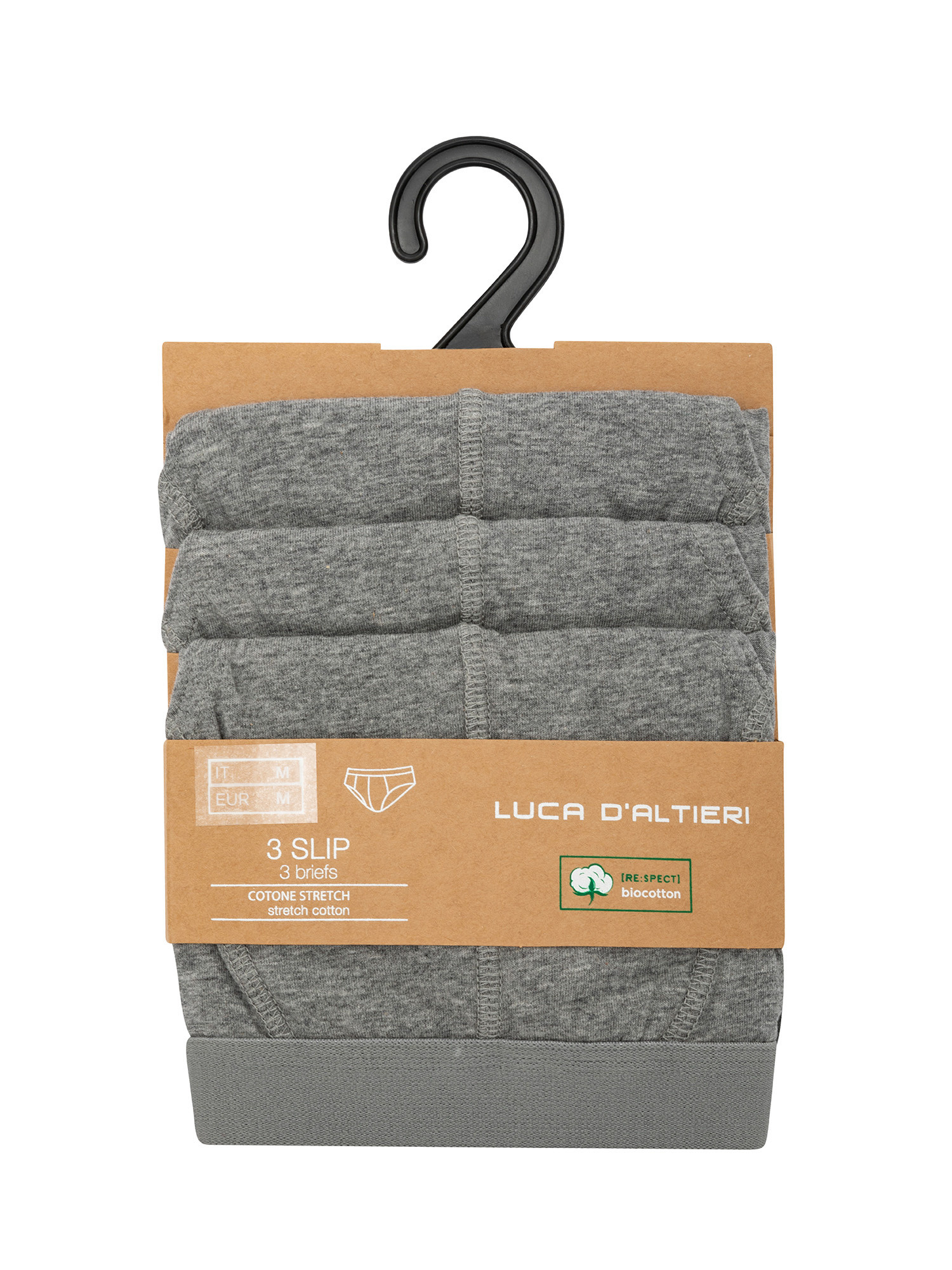 Luca D'Altieri - Set of 3 solid color organic cotton briefs, Grey, large image number 1