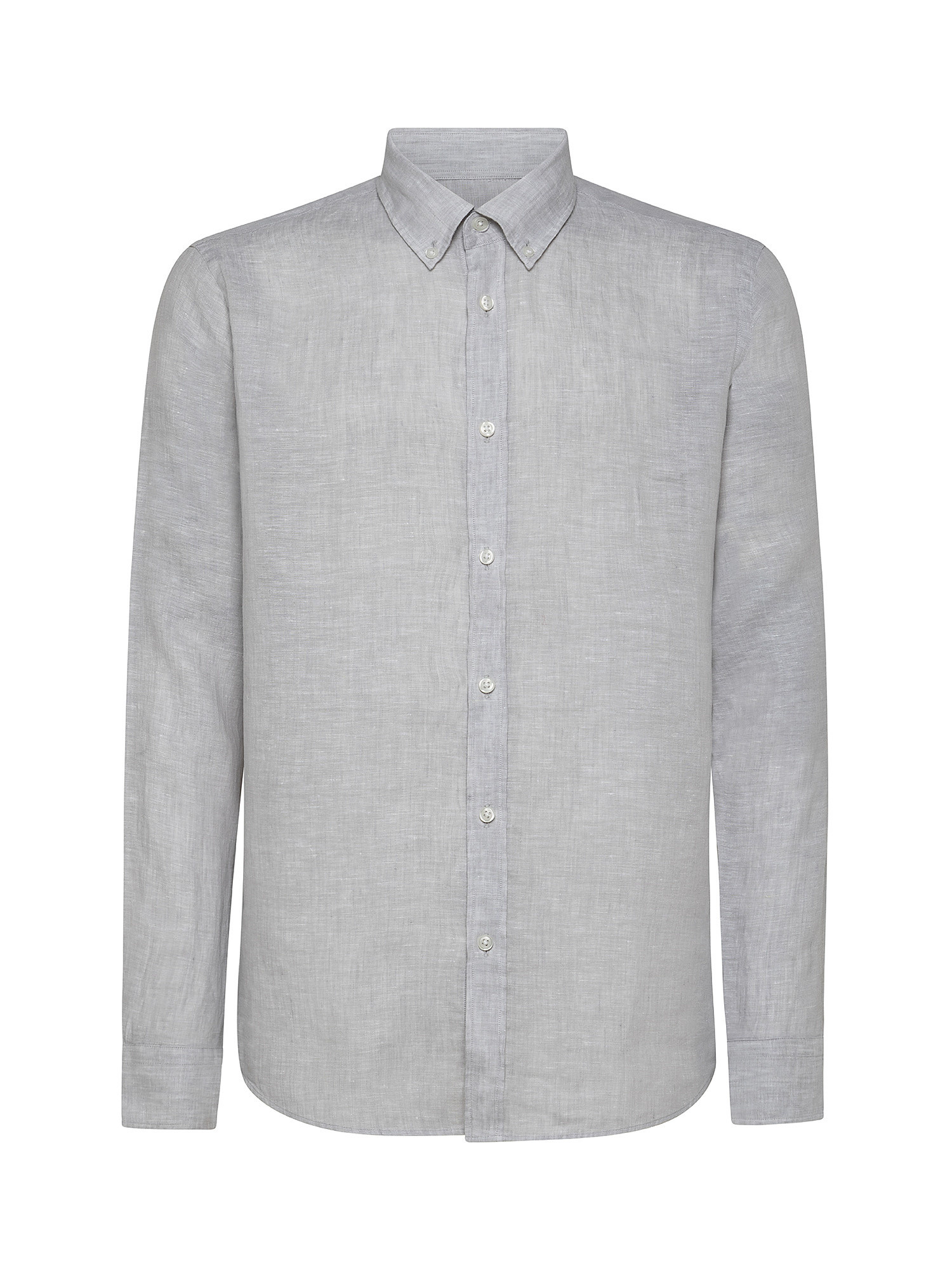 Camicia tailor fit in lino, Grigio chiaro, large image number 0