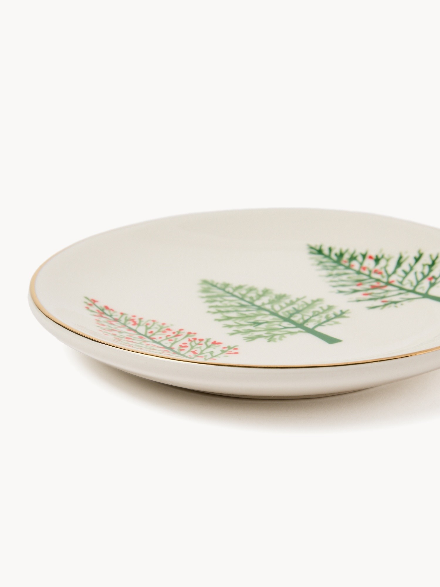 Stoneware bread plate with a Christmas tree motif, Verde/Oro, large image number 1