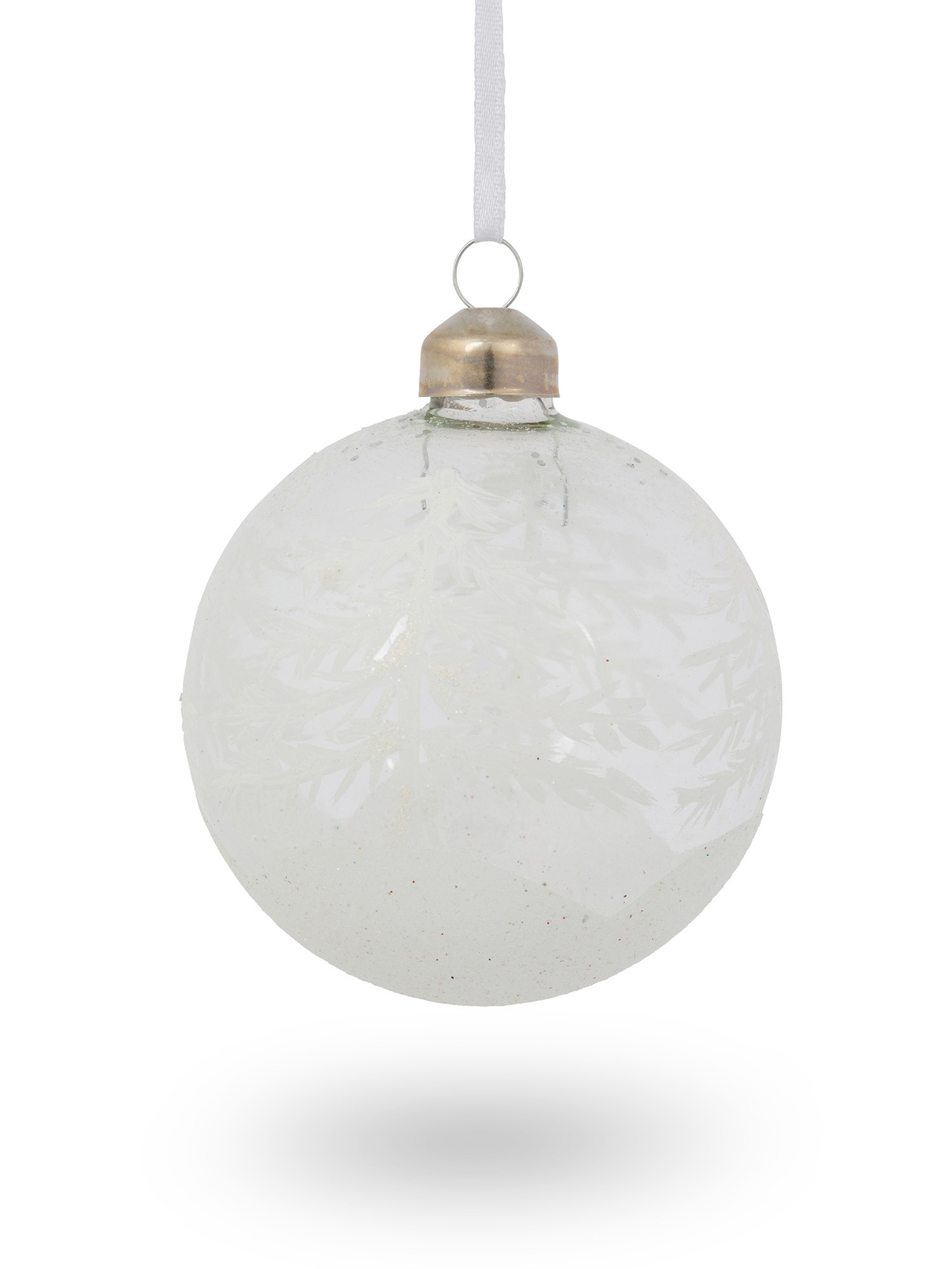 Hand-decorated glass tree decoration, White, large image number 1