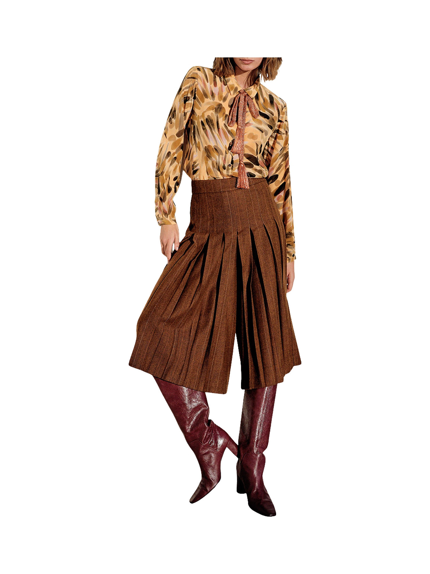 Maxi shorts in flanella, Brown, large image number 4