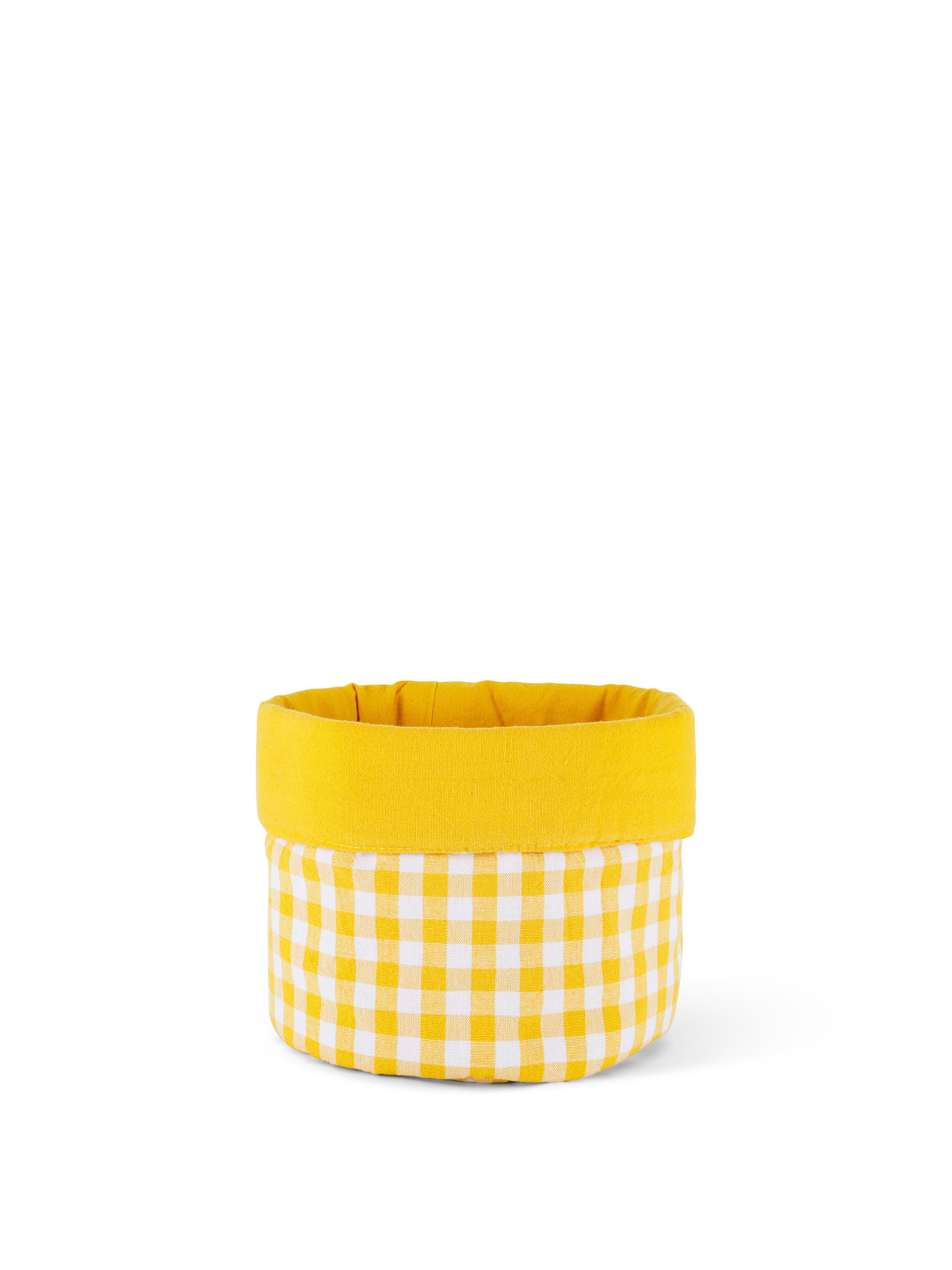 100% washed cotton checked basket, Yellow, large image number 0