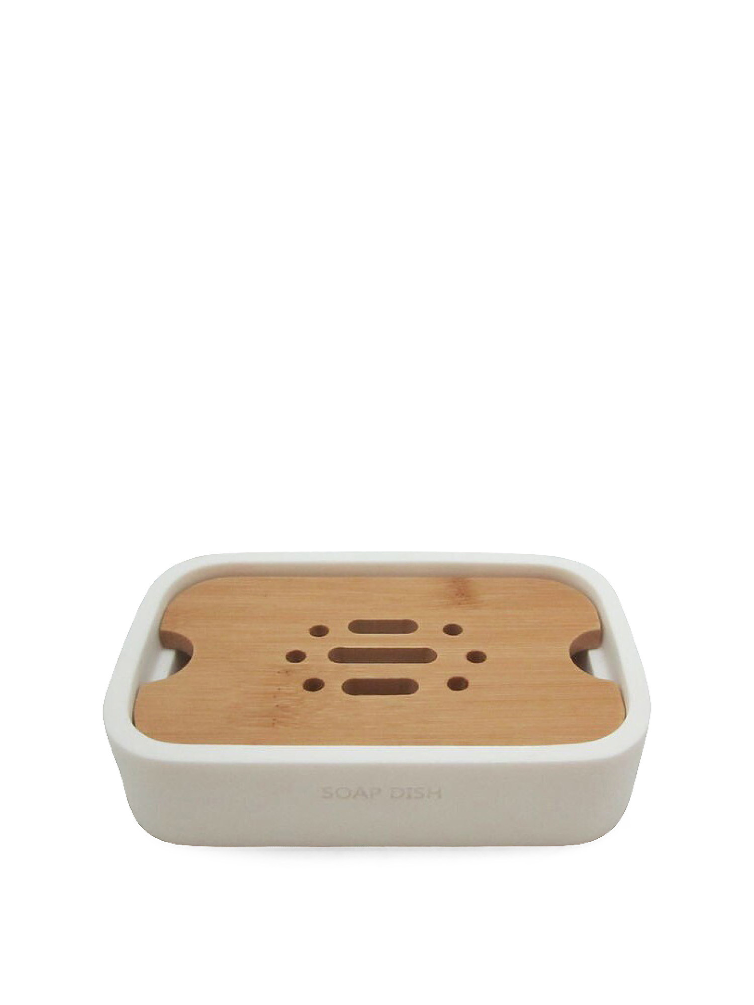 Linea soap dish with bamboo detail, White, large image number 0