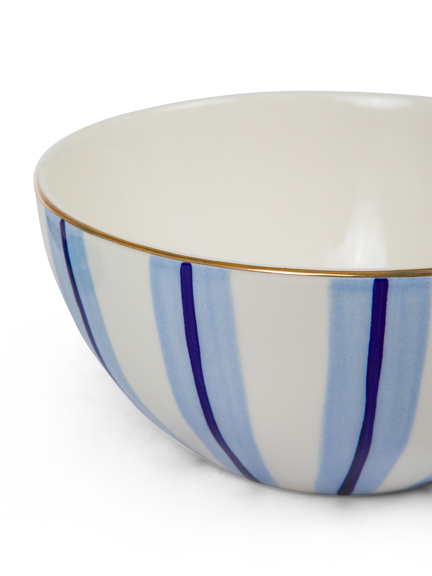 Striped stoneware cup, White / Blue, large image number 1