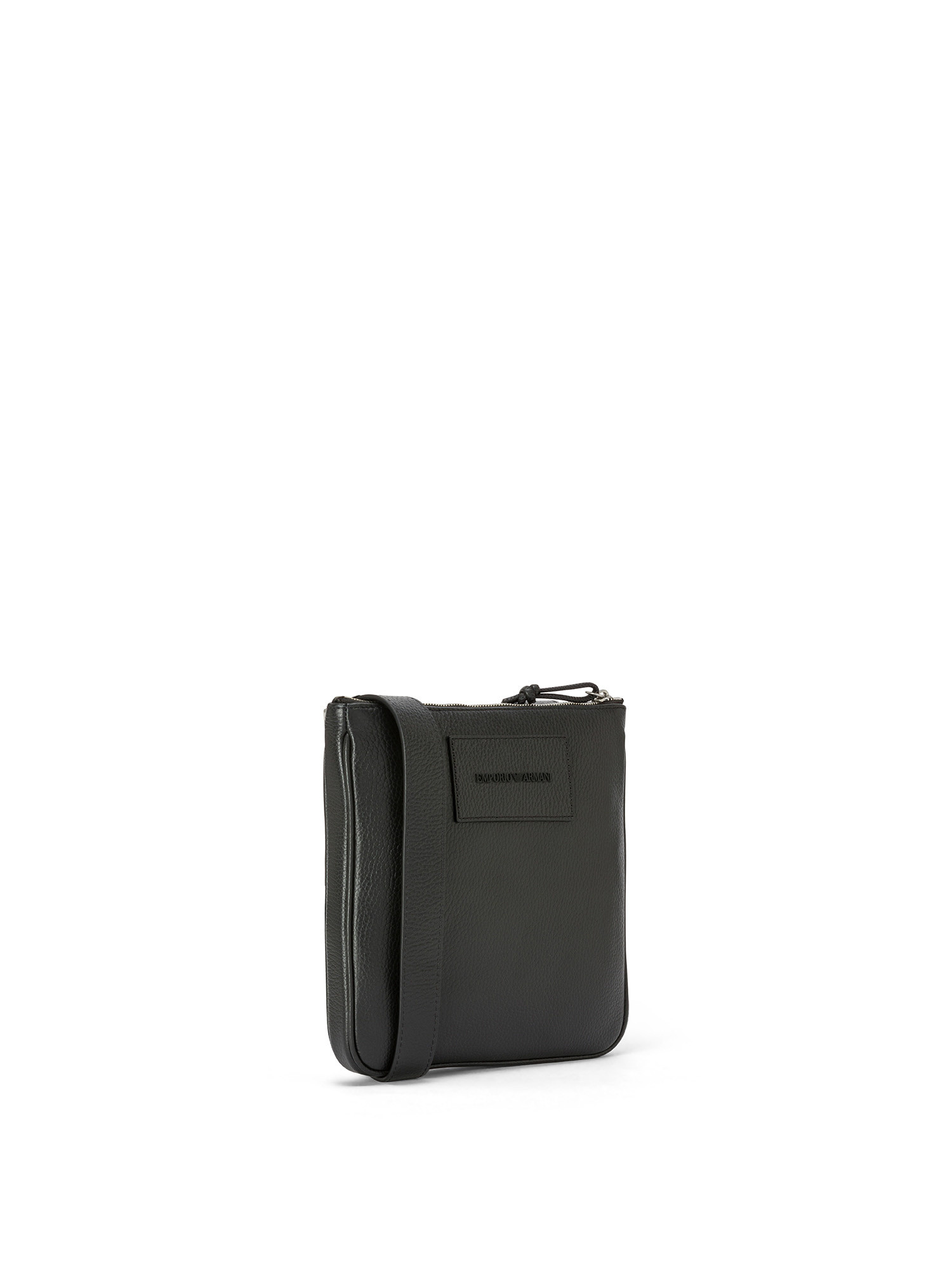 Emporio Armani - Shoulder bag in leather with logo, Black, large image number 1
