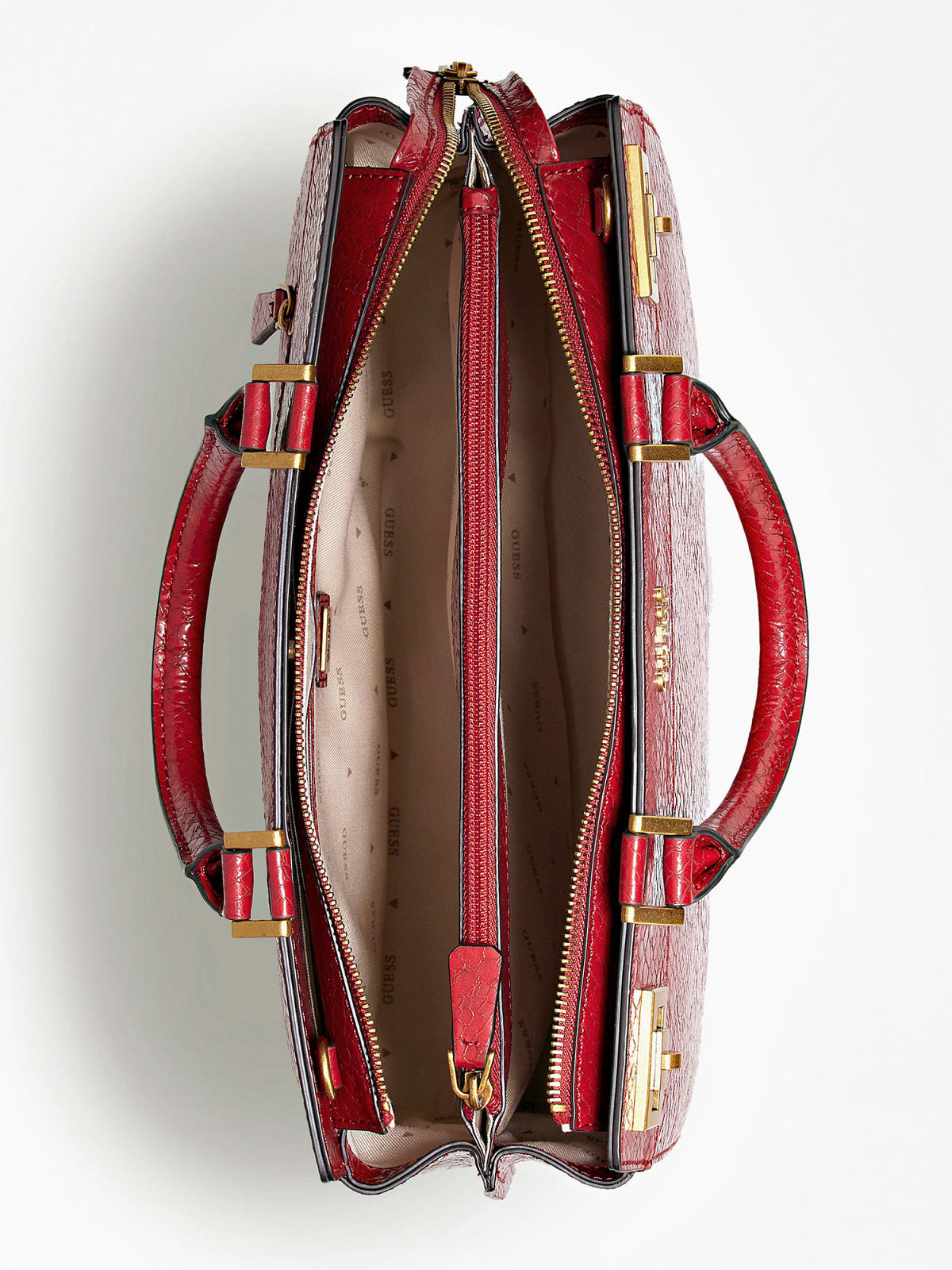 Python effect handbag with shoulder strap, Red, large image number 2