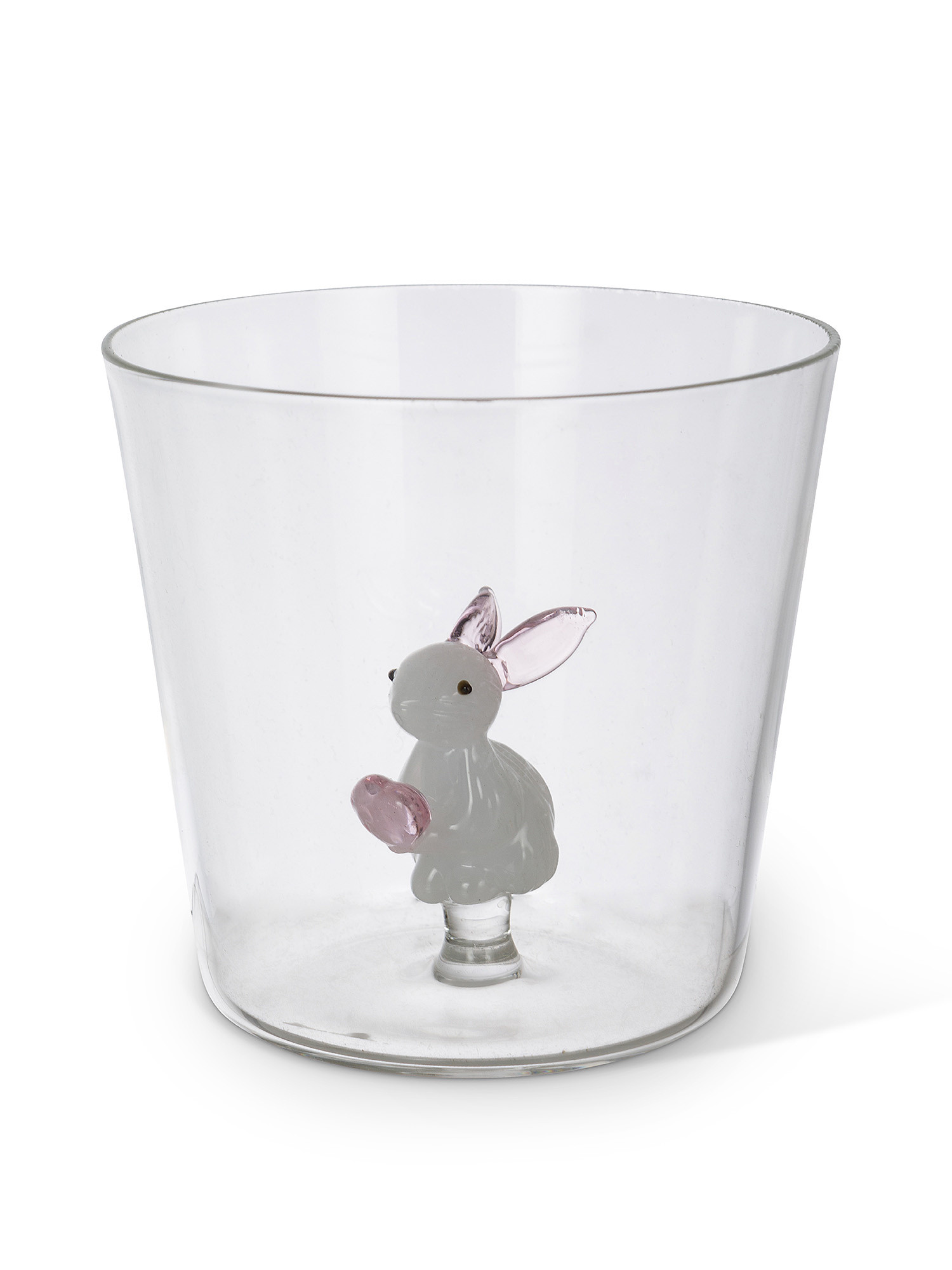 Bicchiere vetro borosilicato dettaglio coniglietto, Trasparente, large image number 1