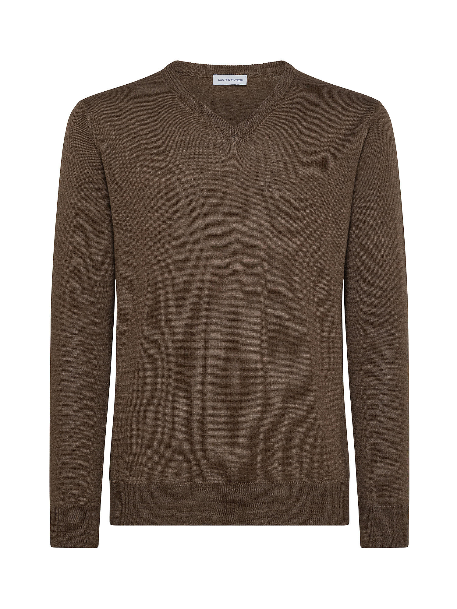 Merino Blend V-neck sweater - Machine washable, Hazelnut Brown, large image number 0