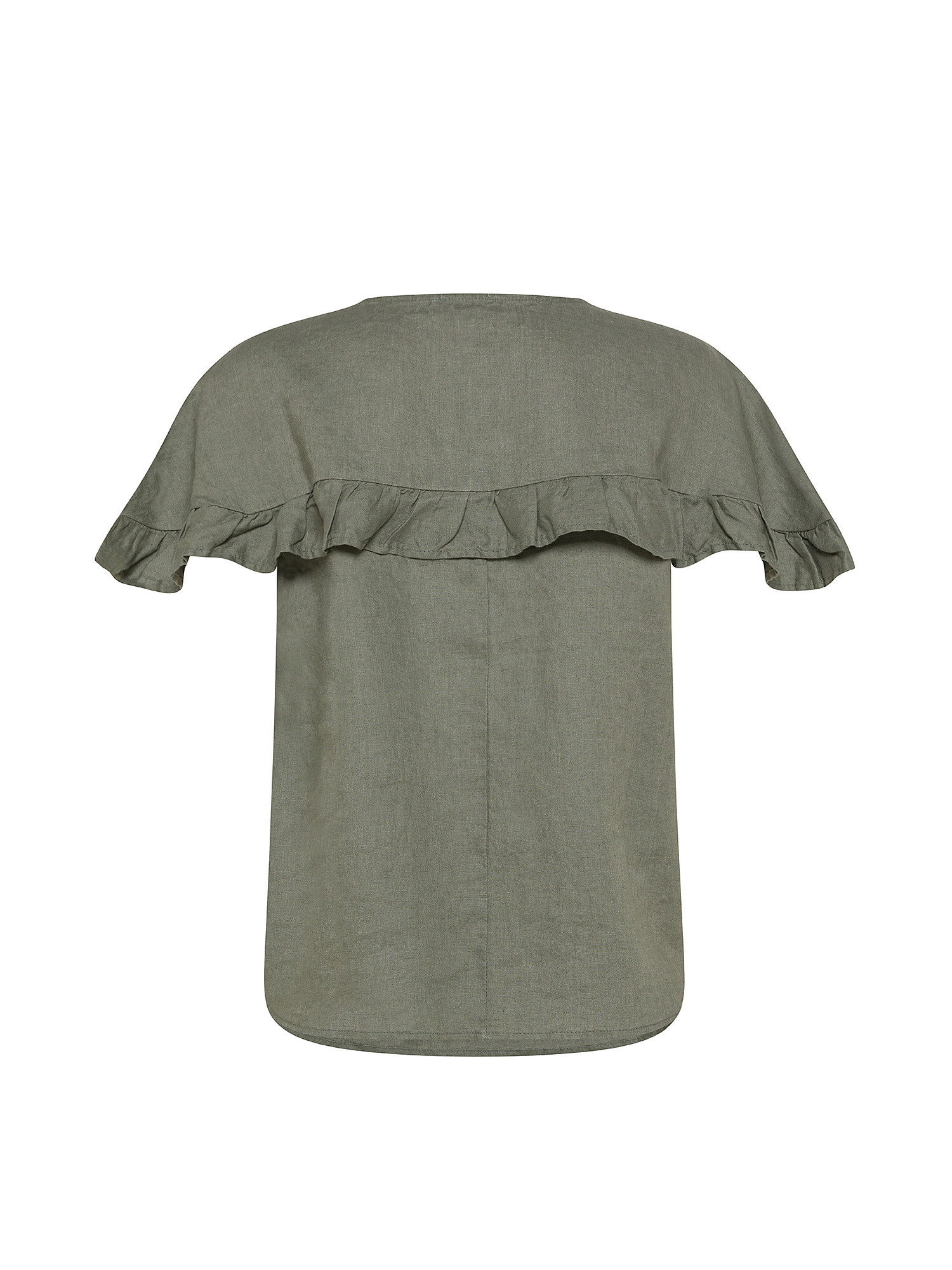 Koan - Blusa in lino con volant, Verde salvia, large image number 1