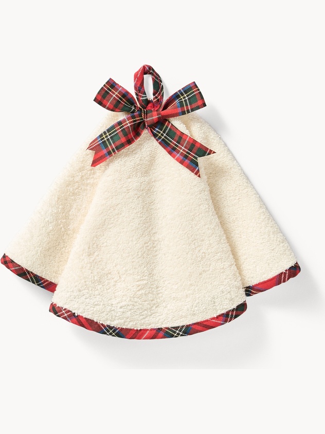 Strofinaccio in spugna di cotone con fiocco tartan