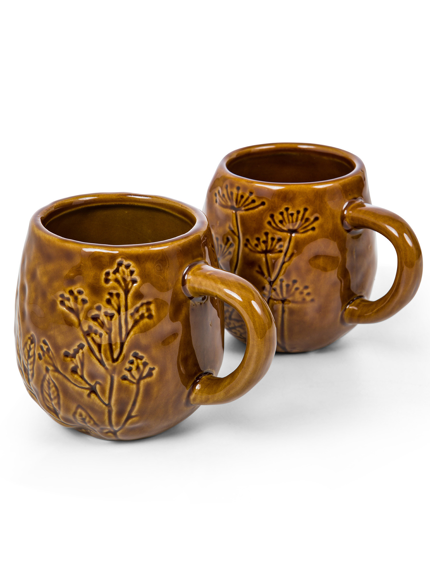 Mug in porcellana foliage, Marrone, large image number 1