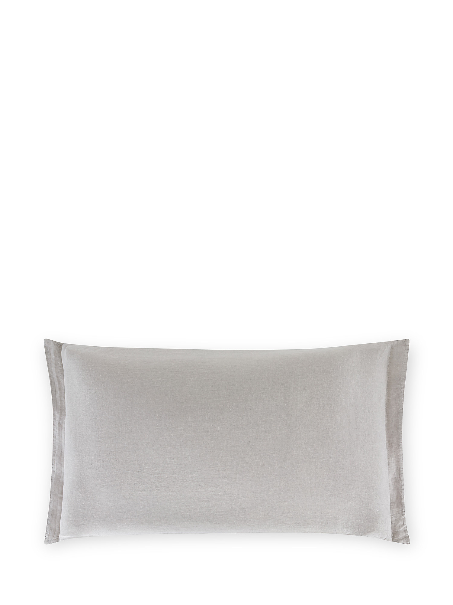 Zefiro plain color linen and cotton pillowcase, Light Grey, large image number 0