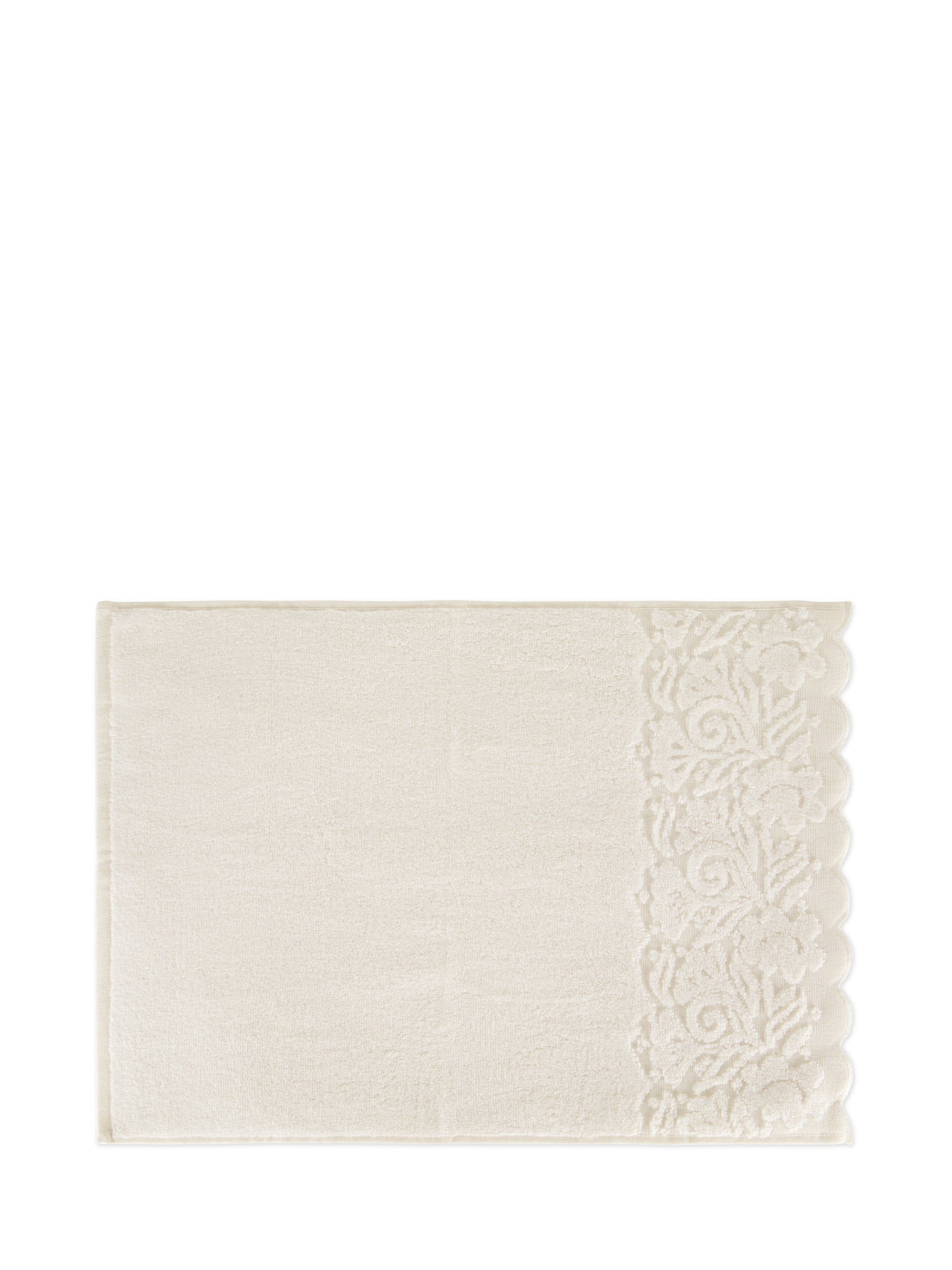 Pure cotton towel with jacquard border, White, large image number 1
