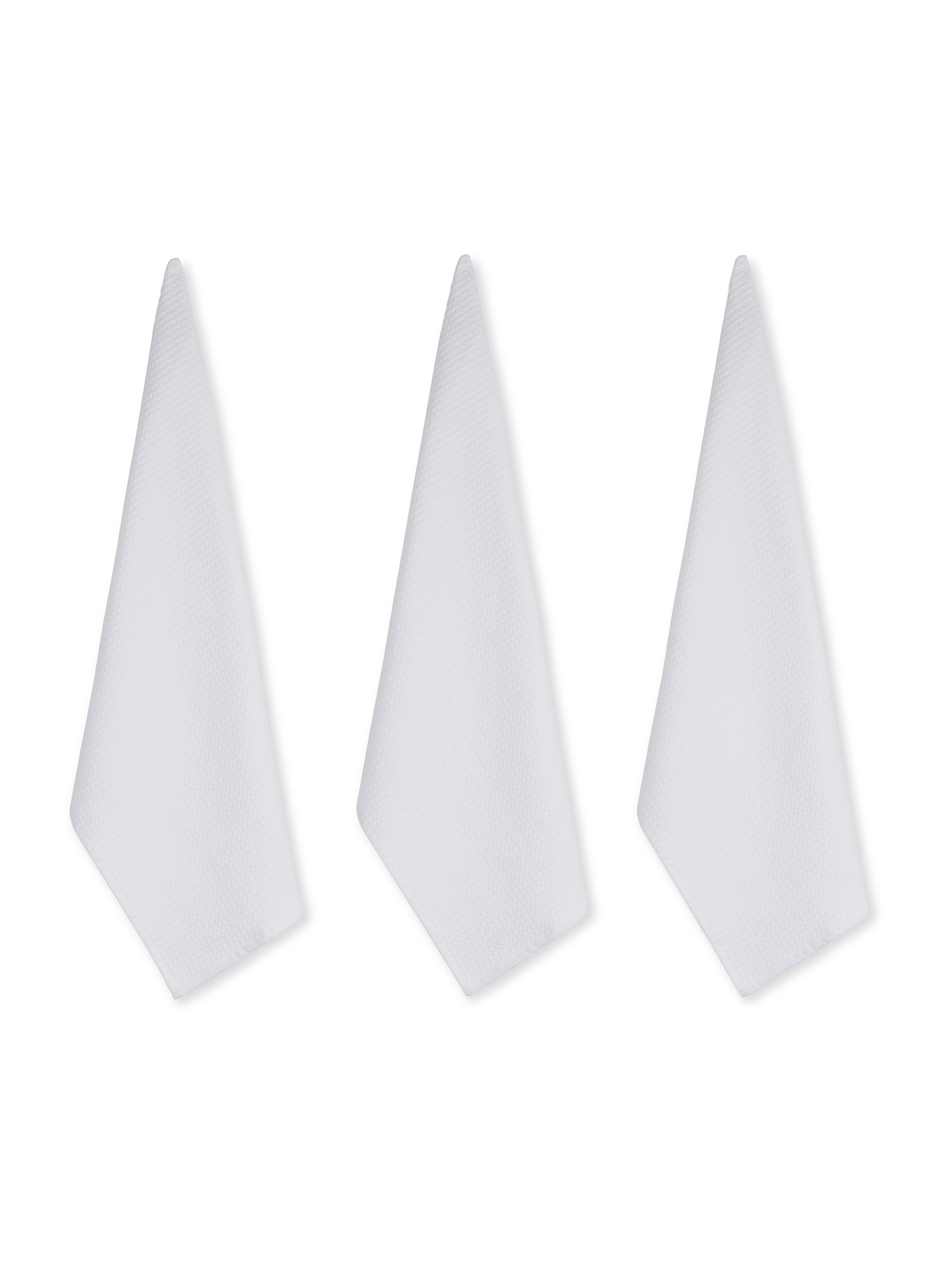 Set of 3 piqué cotton tea towels, White, large image number 0