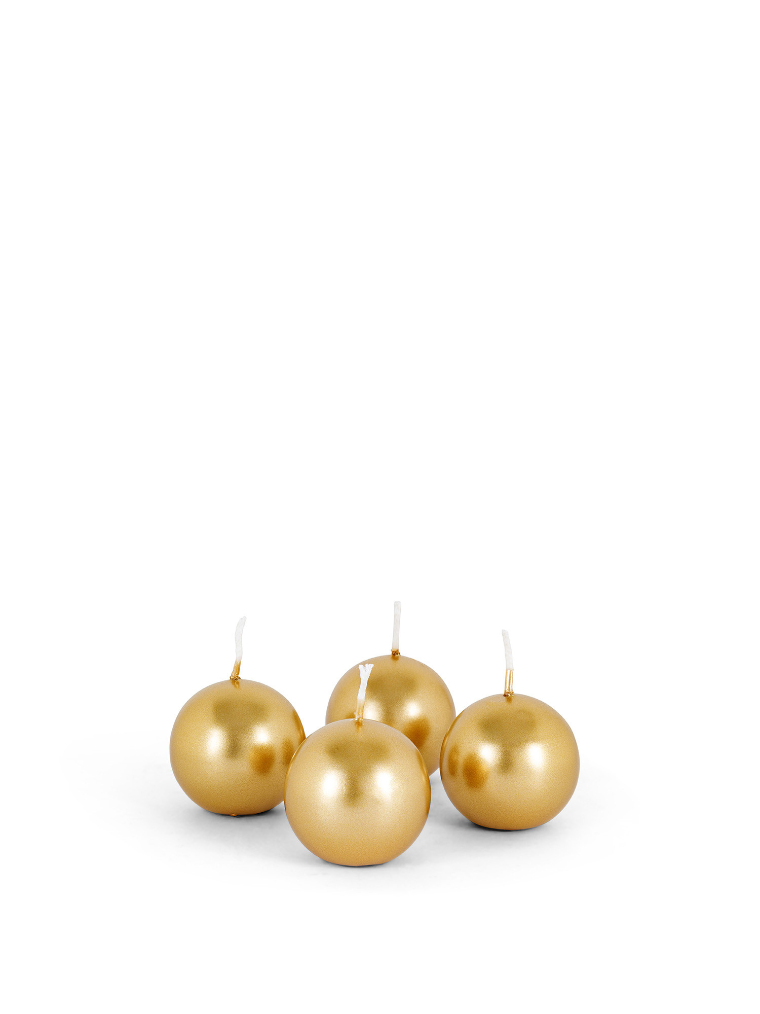 Set of 4 mini spheres candles in lacquered wax made in Italy, Gold, large image number 0