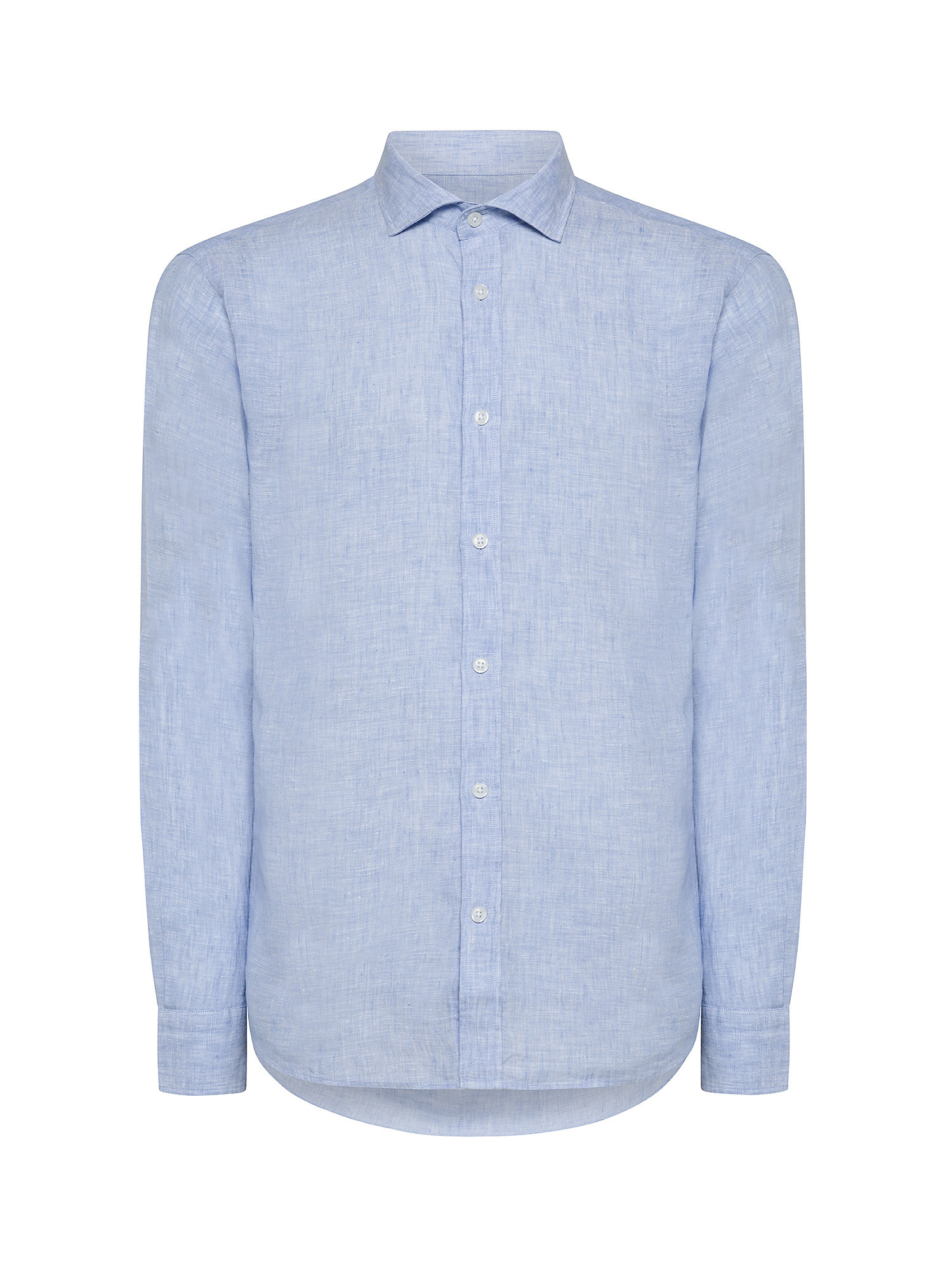 Luca D'Altieri - Camicia tailor fit in puro lino, Azzurro, large image number 0