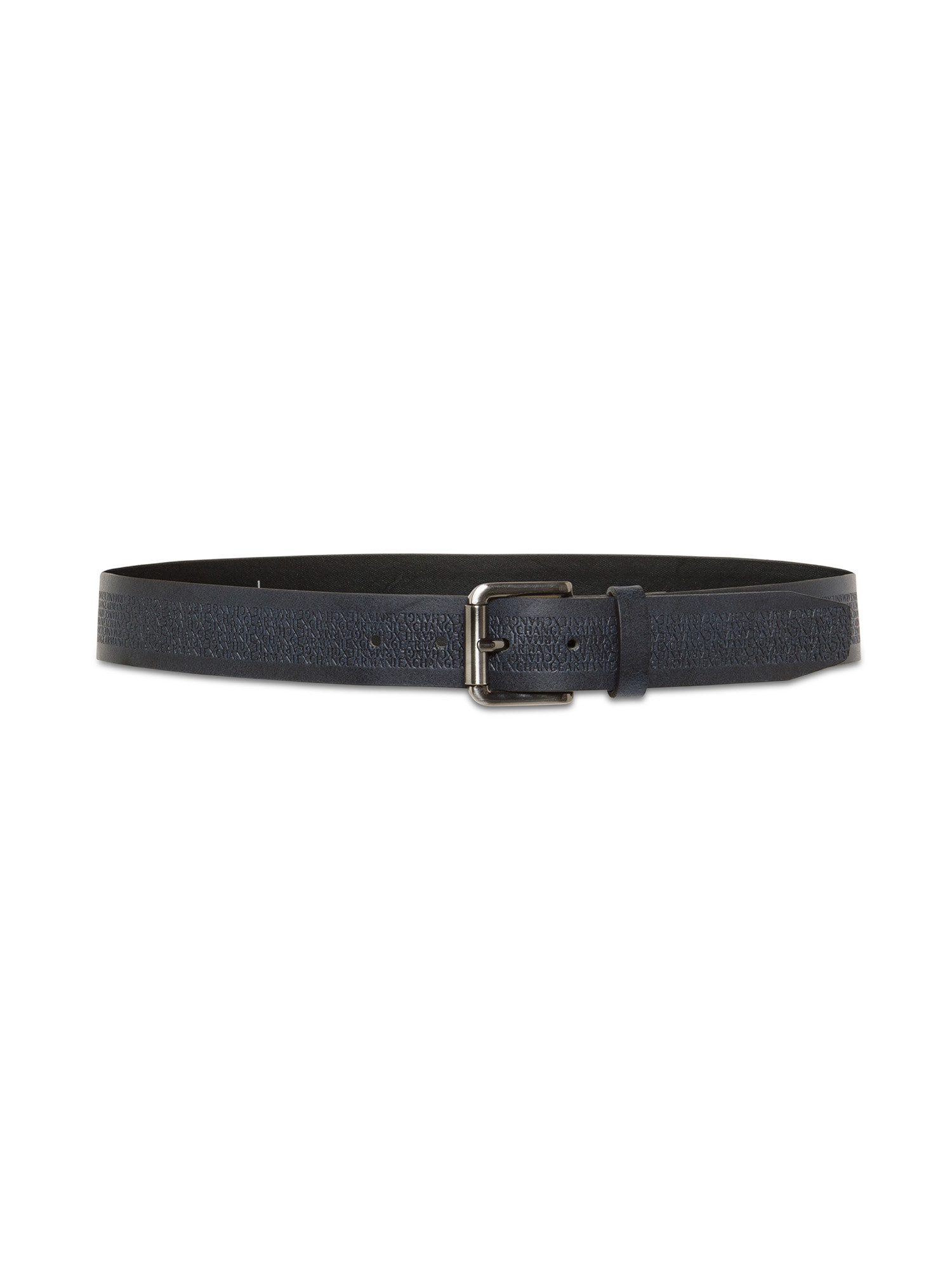 Armani Exchange - Cintura in pelle con logo, Blu scuro, large image number 1