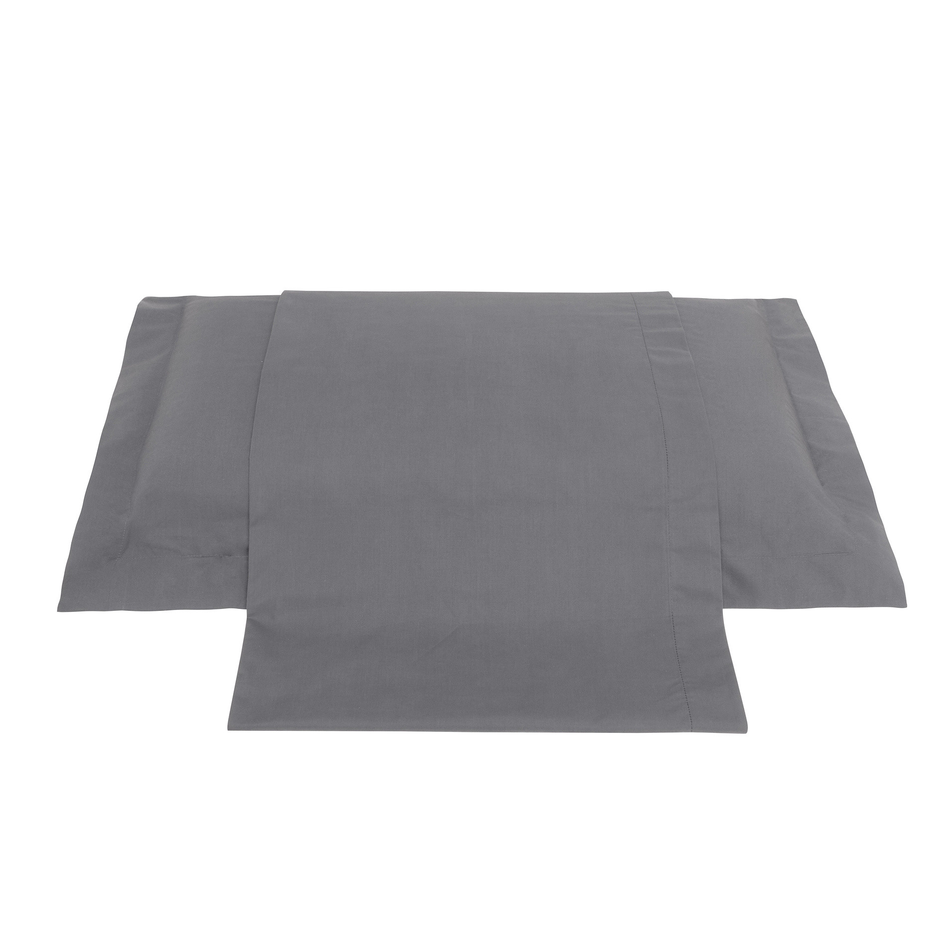 Zefiro solid colour flat sheet in percale., Anthracite, large image number 0