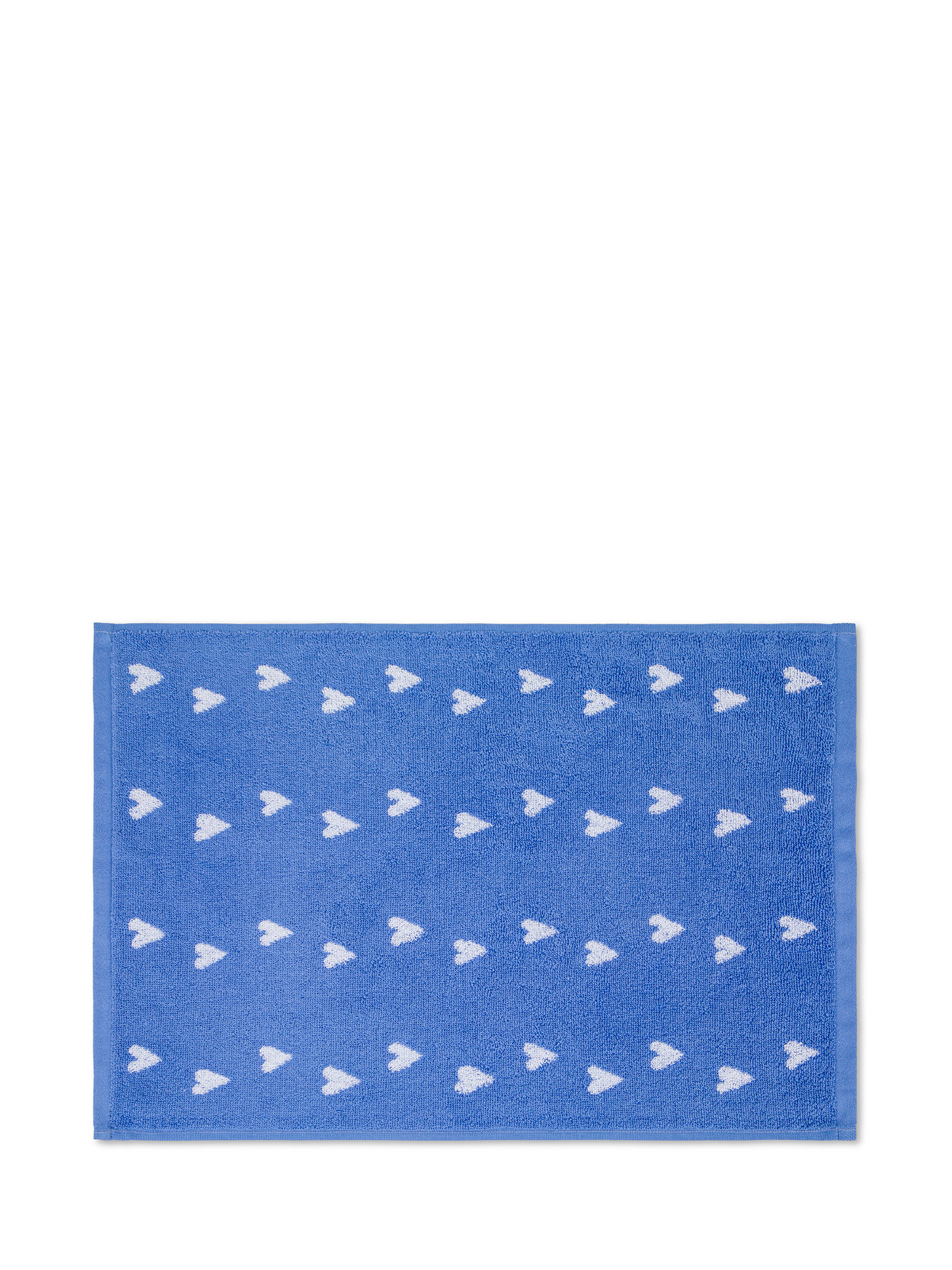 Asciugamano in spugna di cotone motivo cuoricini, Blu, large image number 1