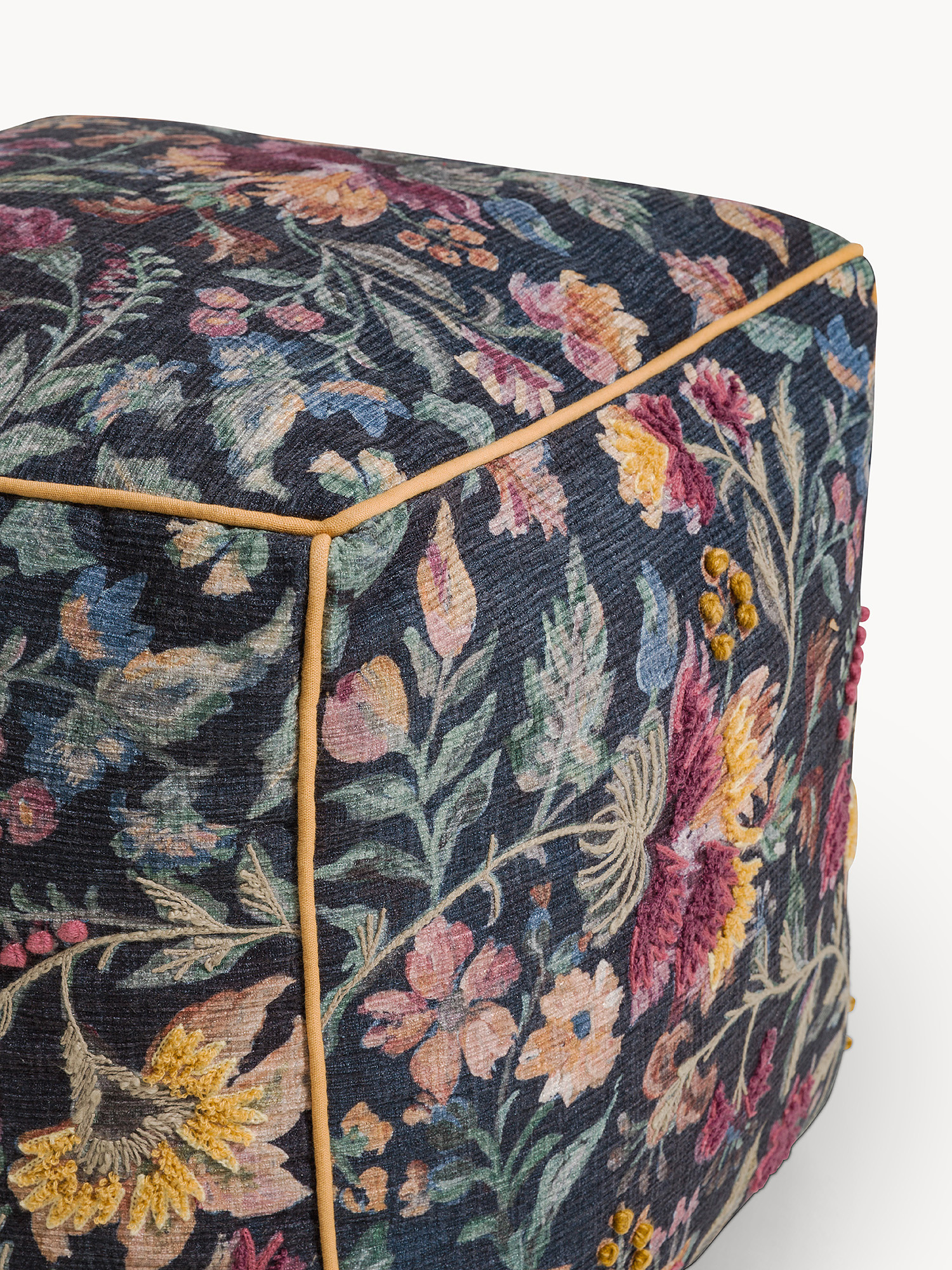 Pouf in velluto stampa floreale, Multicolor, large image number 1