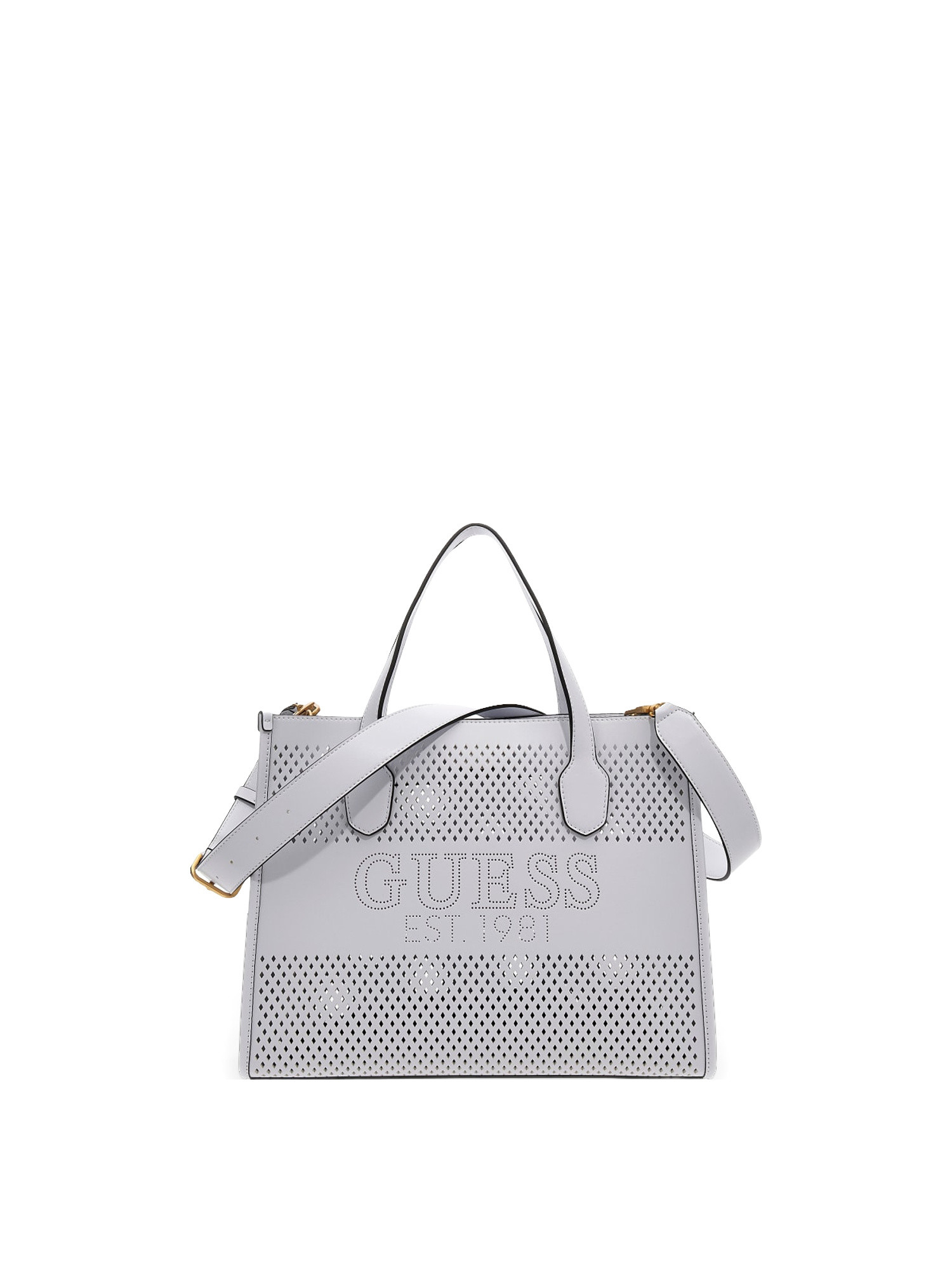 Guess - Katey perforated handbag, White, large image number 0