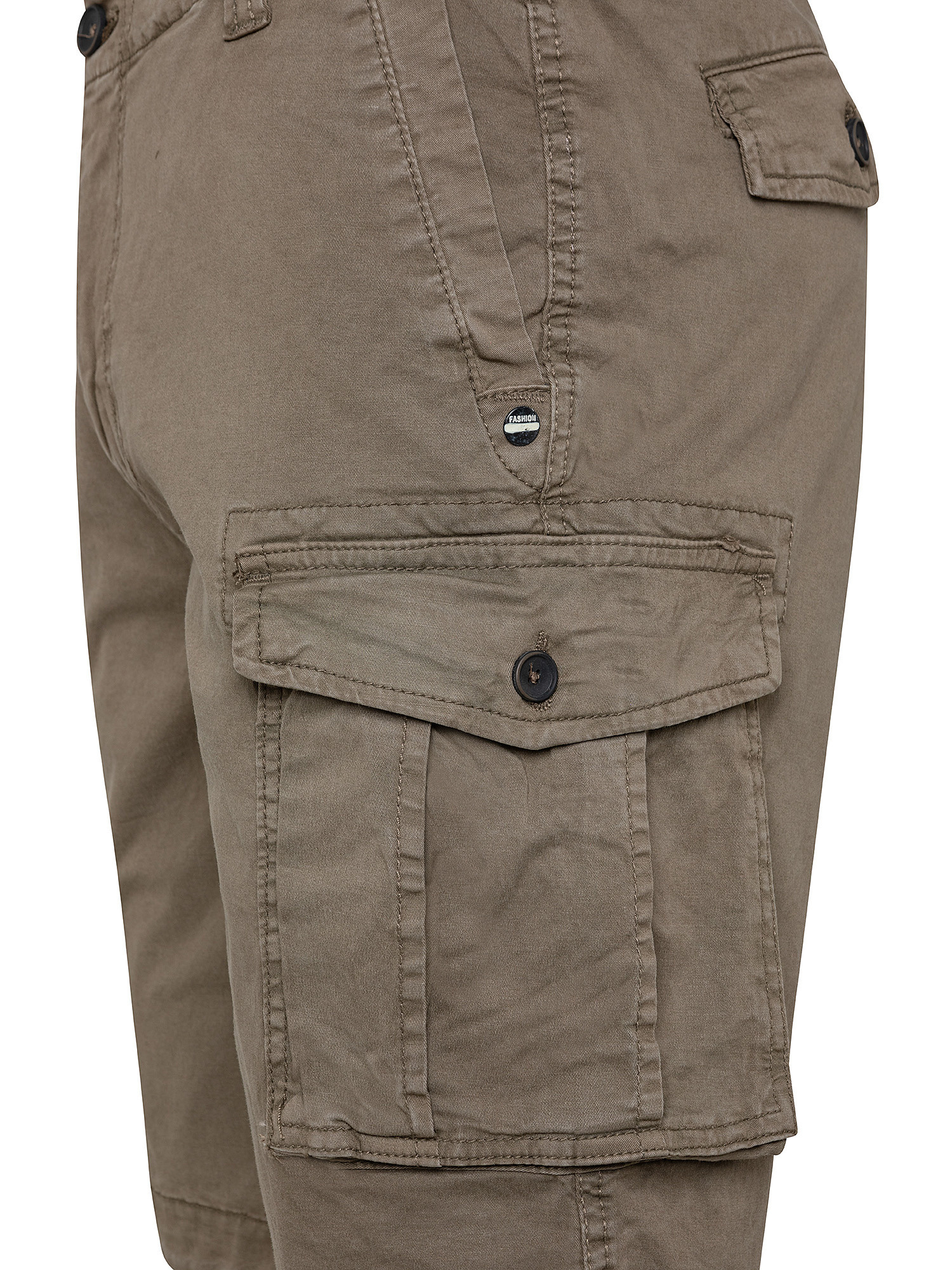 Stretch cotton cargo bermuda shorts with large pockets, Grey, large image number 1