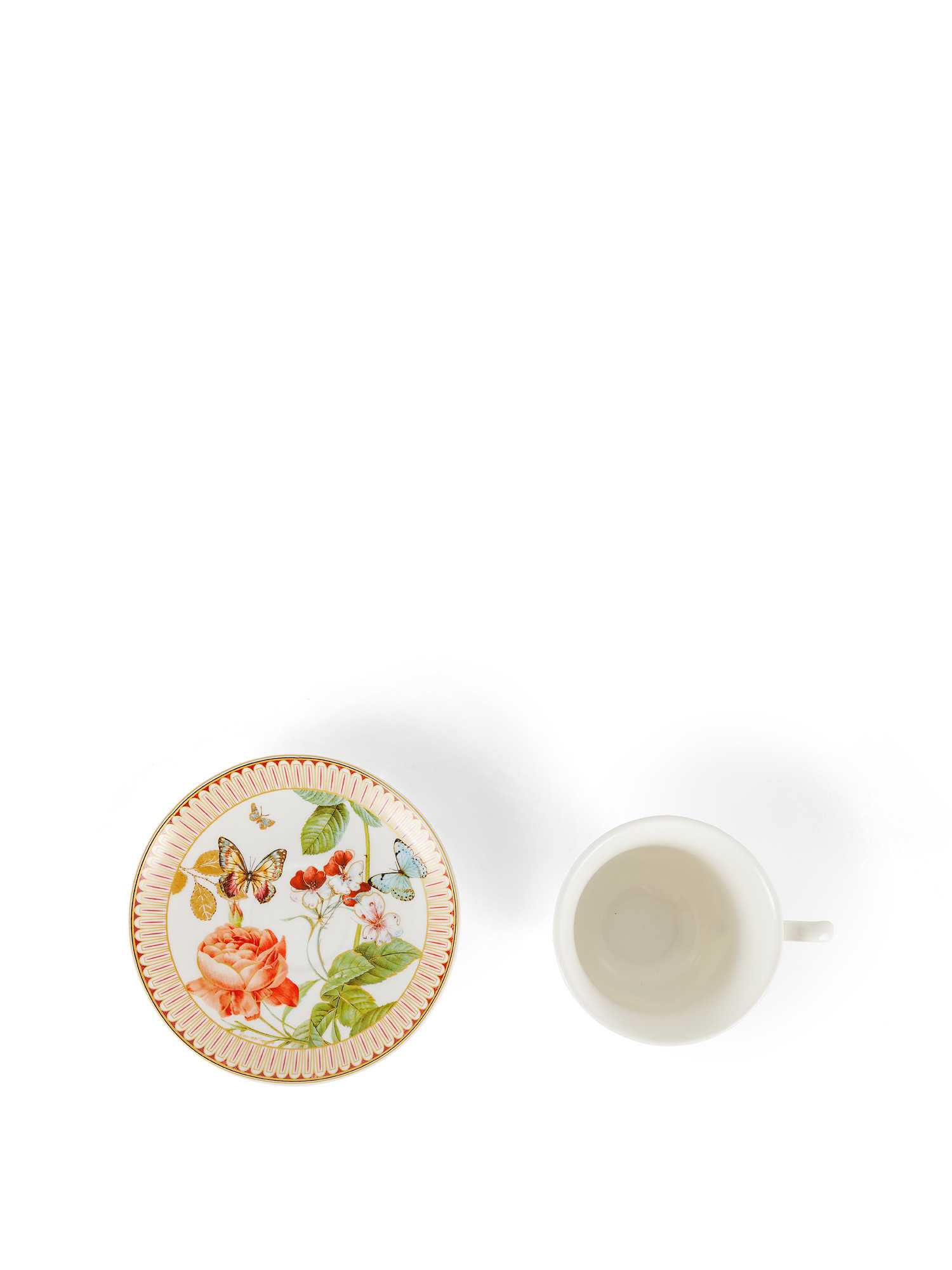 Tea cup in new bone china with butterfly motif, White, large image number 1