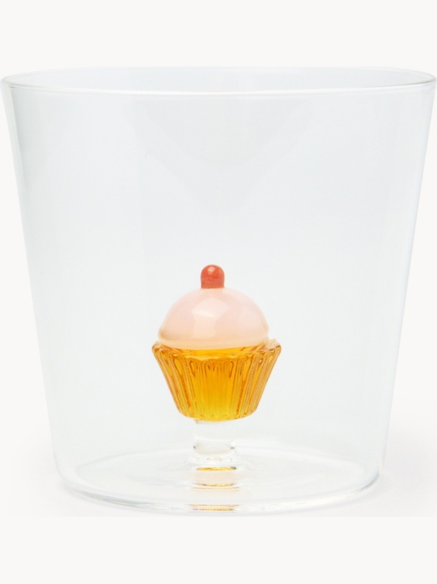 Bicchiere in vetro borosilicato dettaglio cupcake