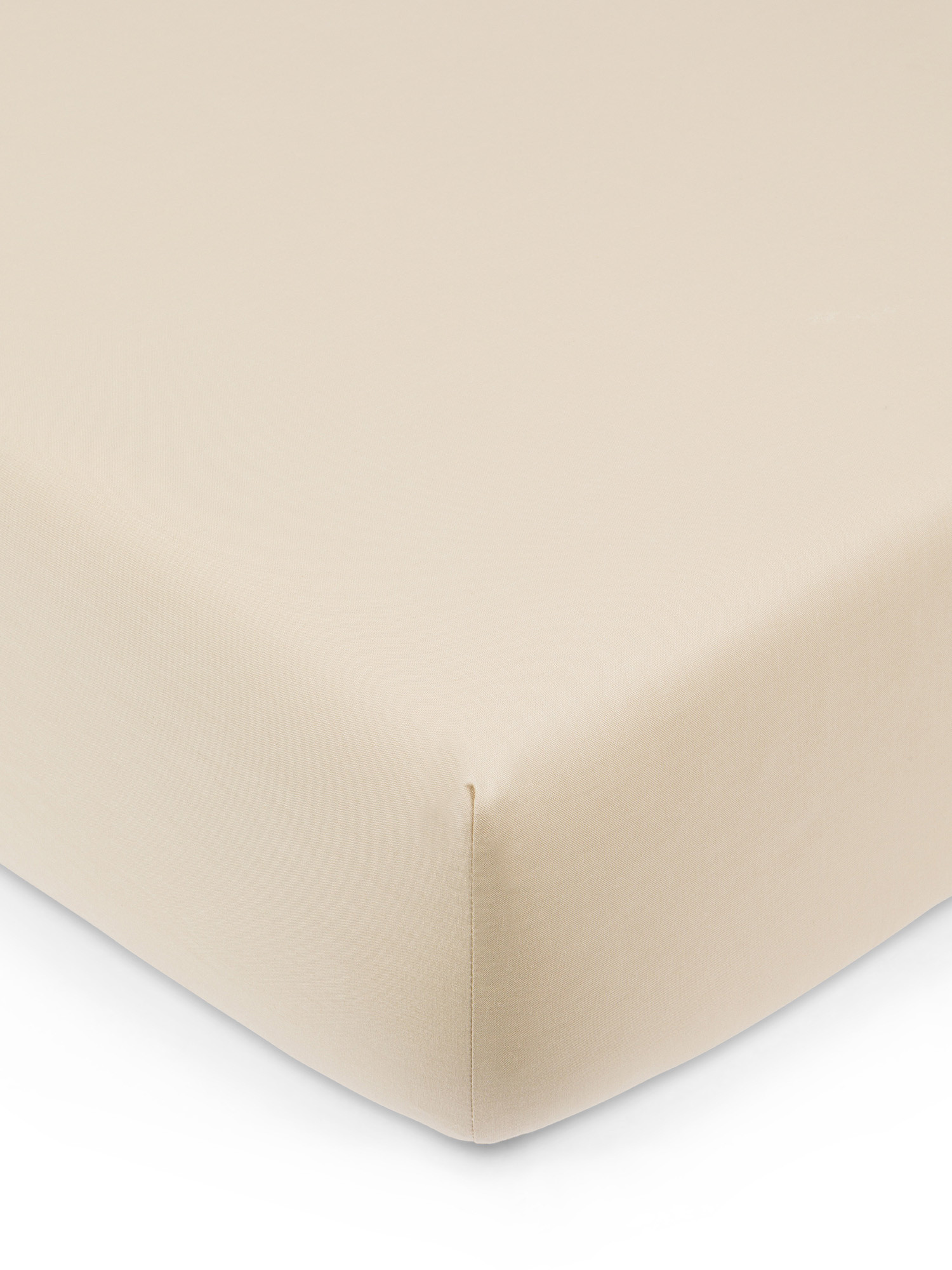 Solid color 100% cotton fitted sheet, Beige, large image number 0