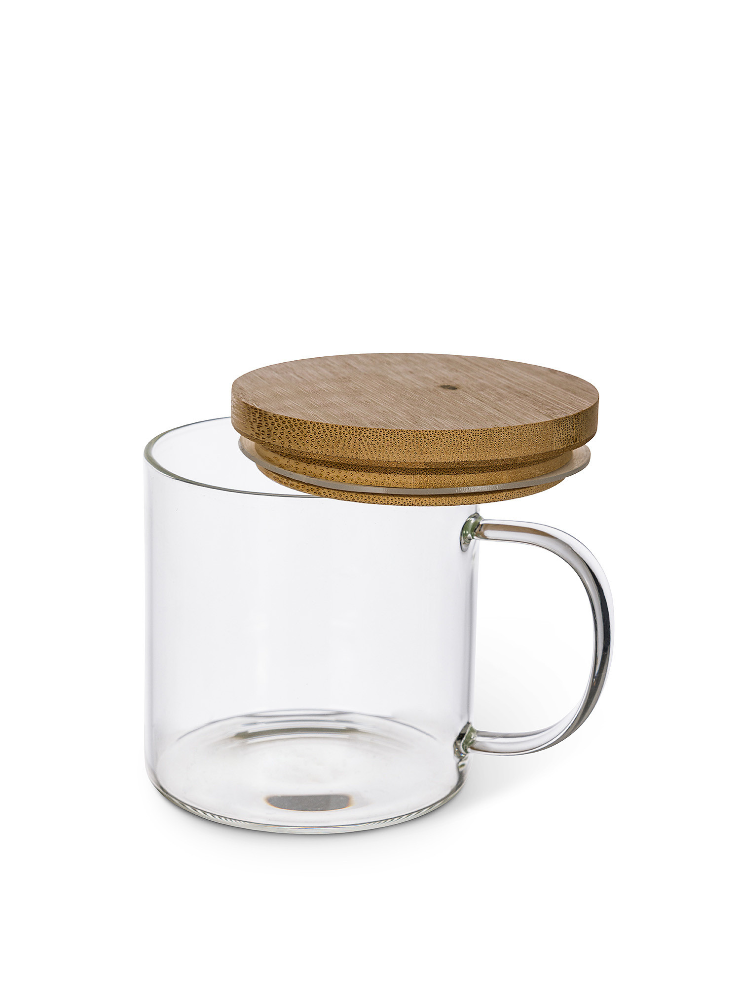 Glass mug with bamboo cap, Transparent, large image number 1