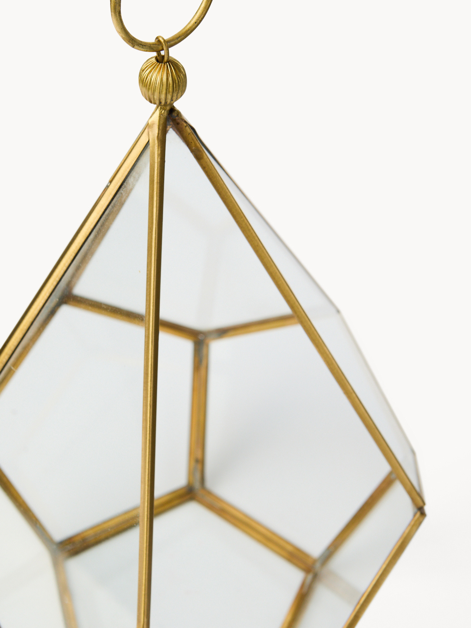 Lanterna in vetro con finitura dorata, Trasparente, large image number 1