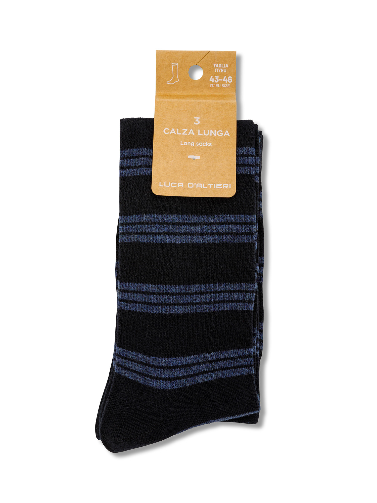 Luca D'Altieri - Set of 3 patterned long socks, Dark Blue, large image number 0
