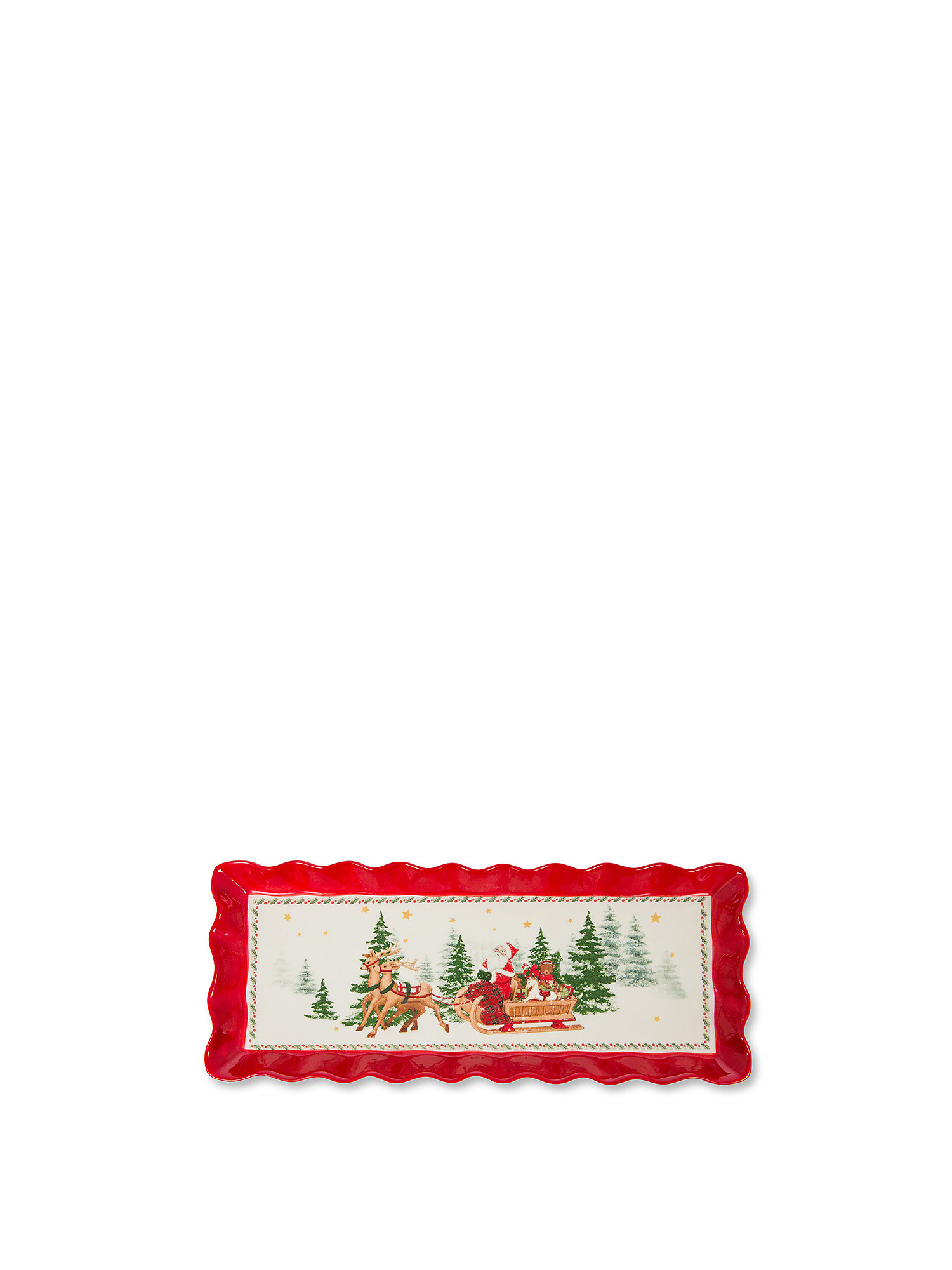 Piatto in ceramica Natale vintage, Bianco/Rosso, large image number 1