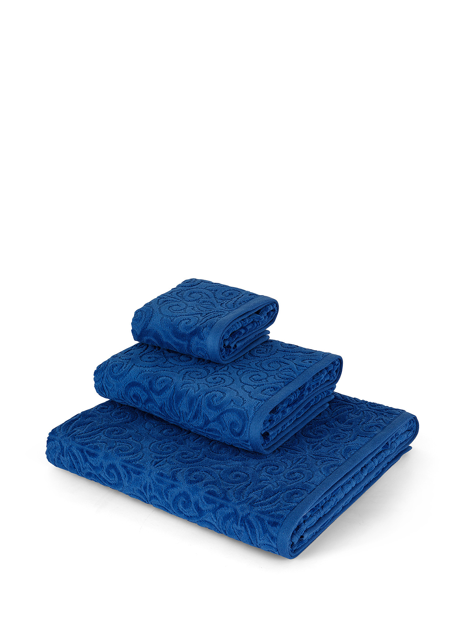 Cotton velor towel with azulejos motif, Blue, large image number 0