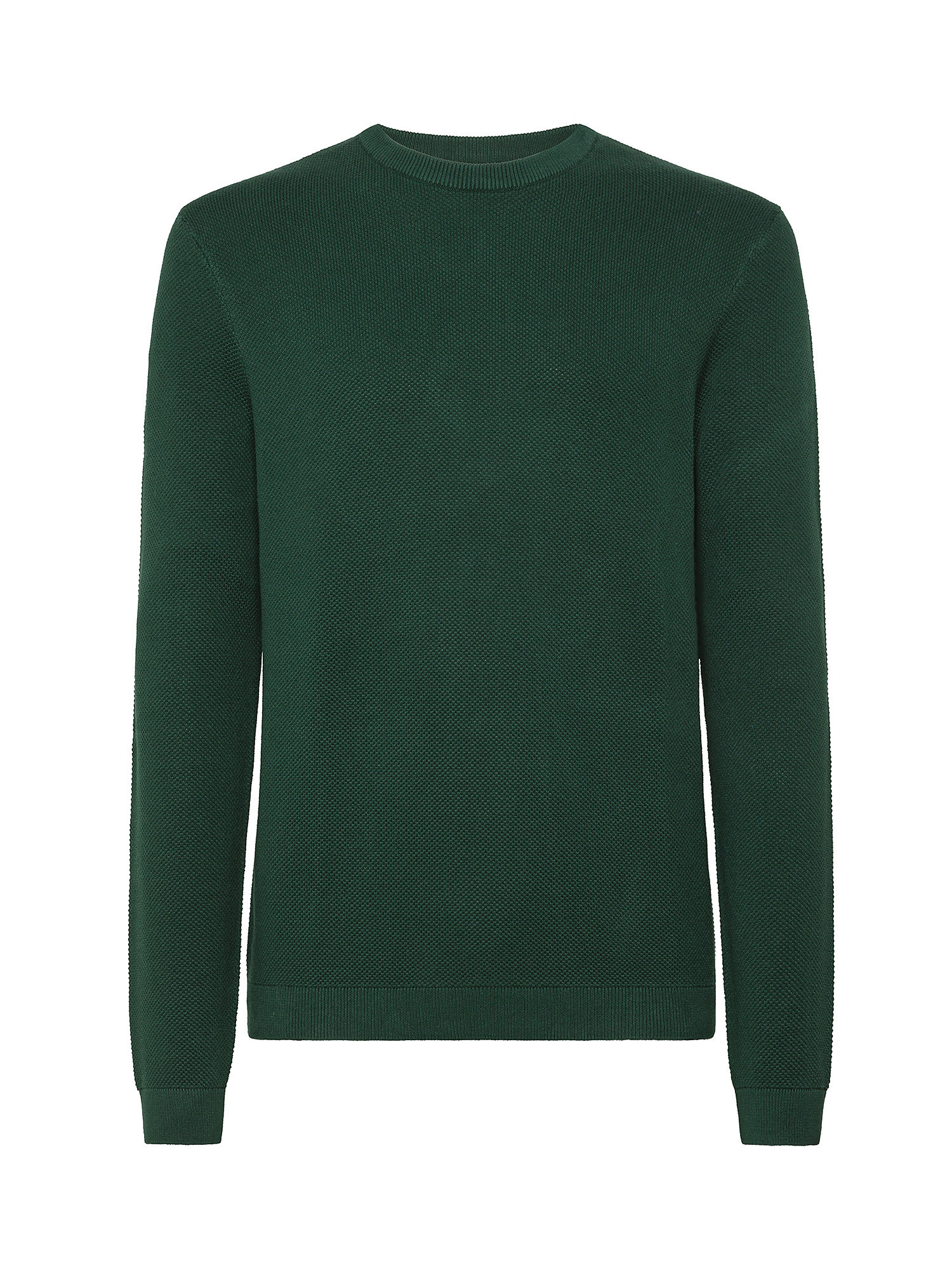 Luca D'Altieri - Crew neck sweater in pure cotton, Dark Green, large image number 0
