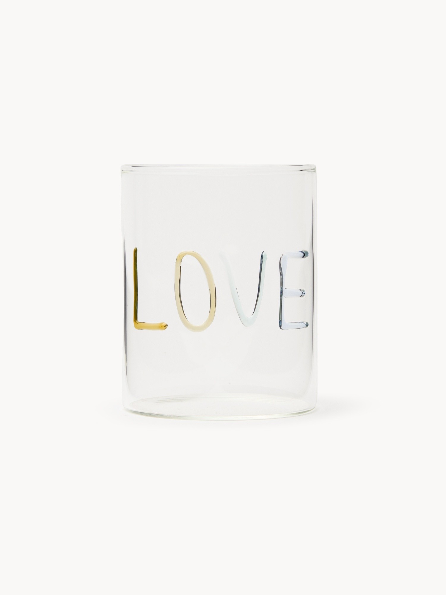 Borosilicate glass tumbler with Love detail, Transparent, large image number 0