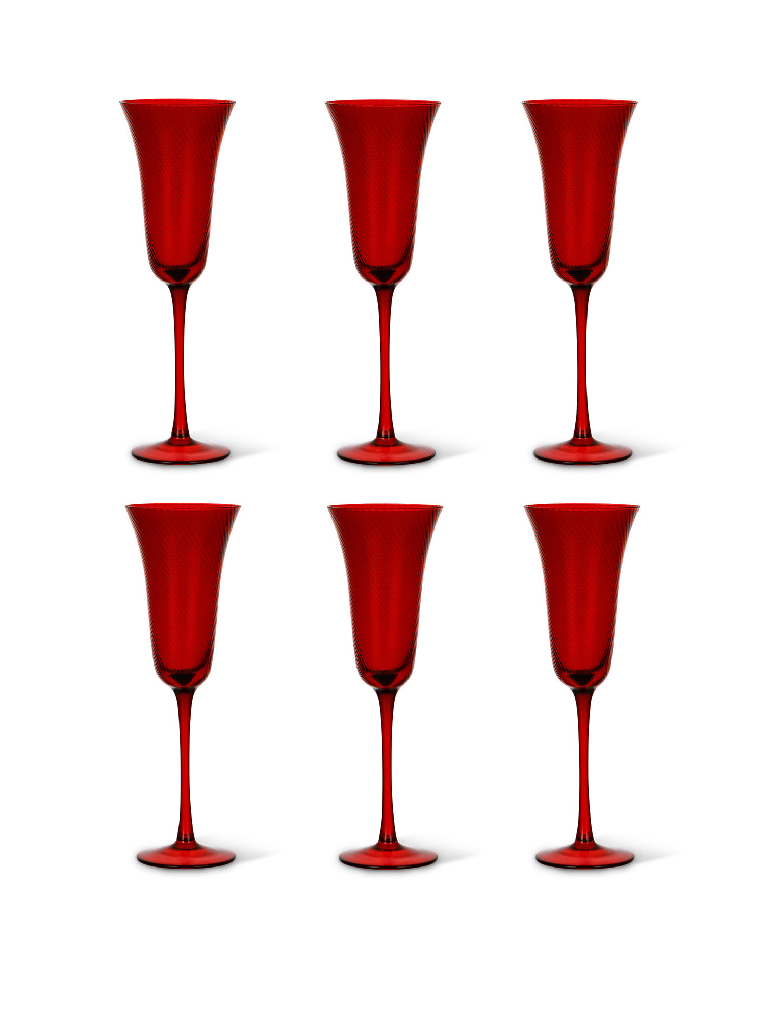 Set 6 flute in vetro, Rosso, large image number 0