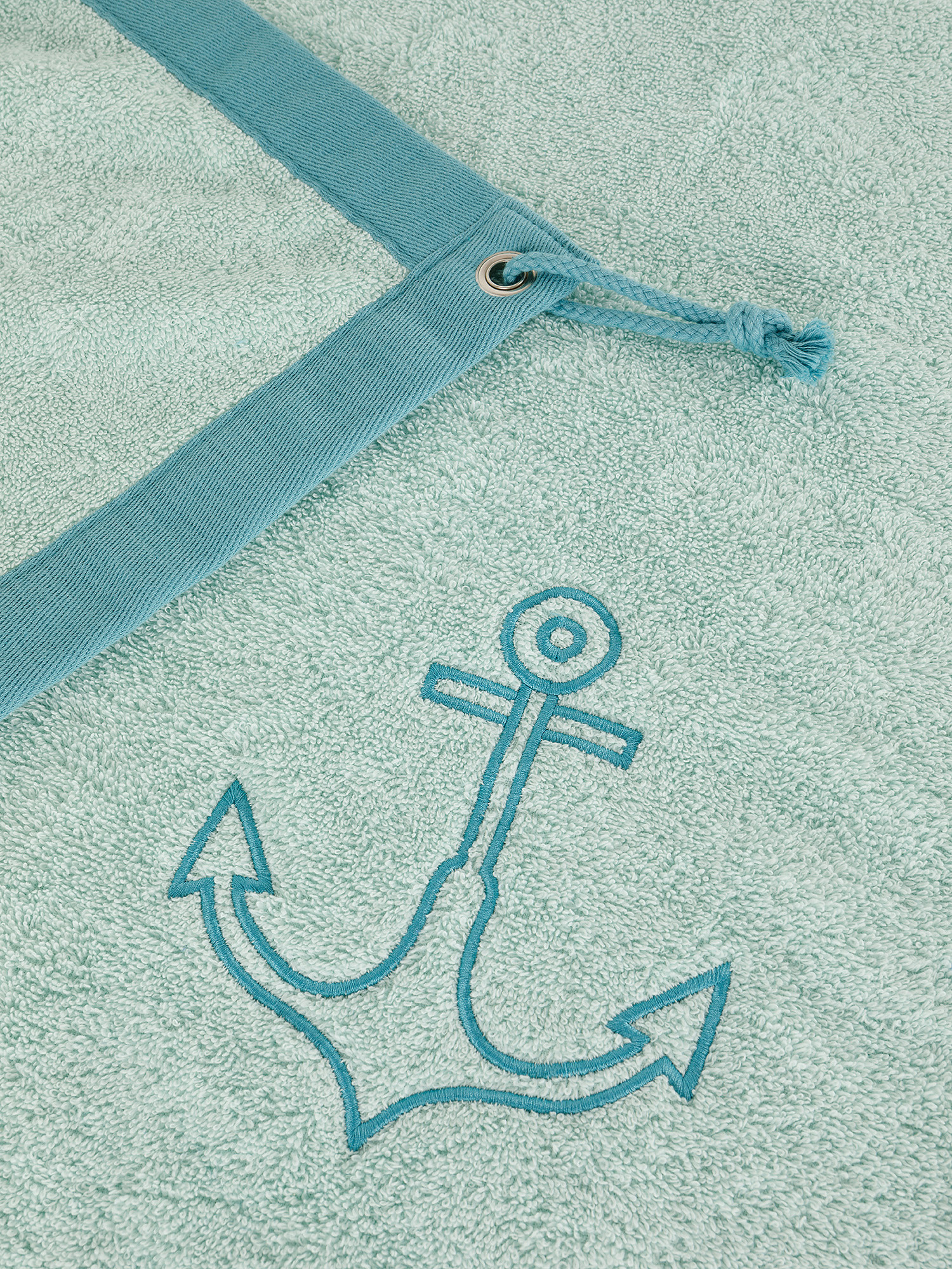 Terry cotton beach towel with anchor embroidery, Teal, large image number 1