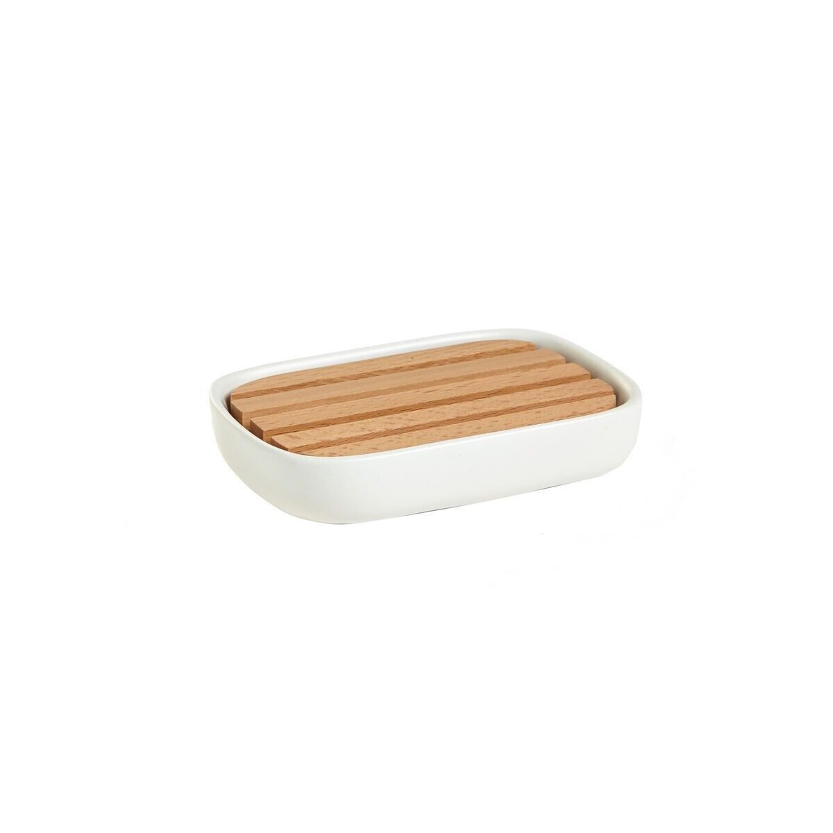 Loft ceramic soap holder, White / Brown, large image number 0