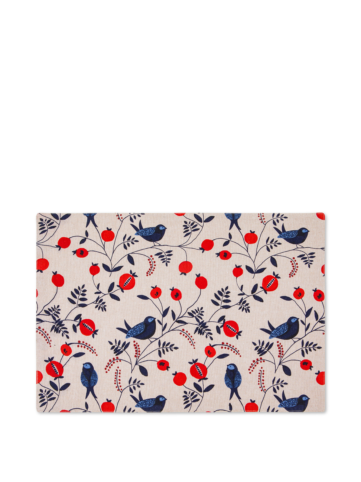 Bird print cotton placemat, Multicolor, large image number 0