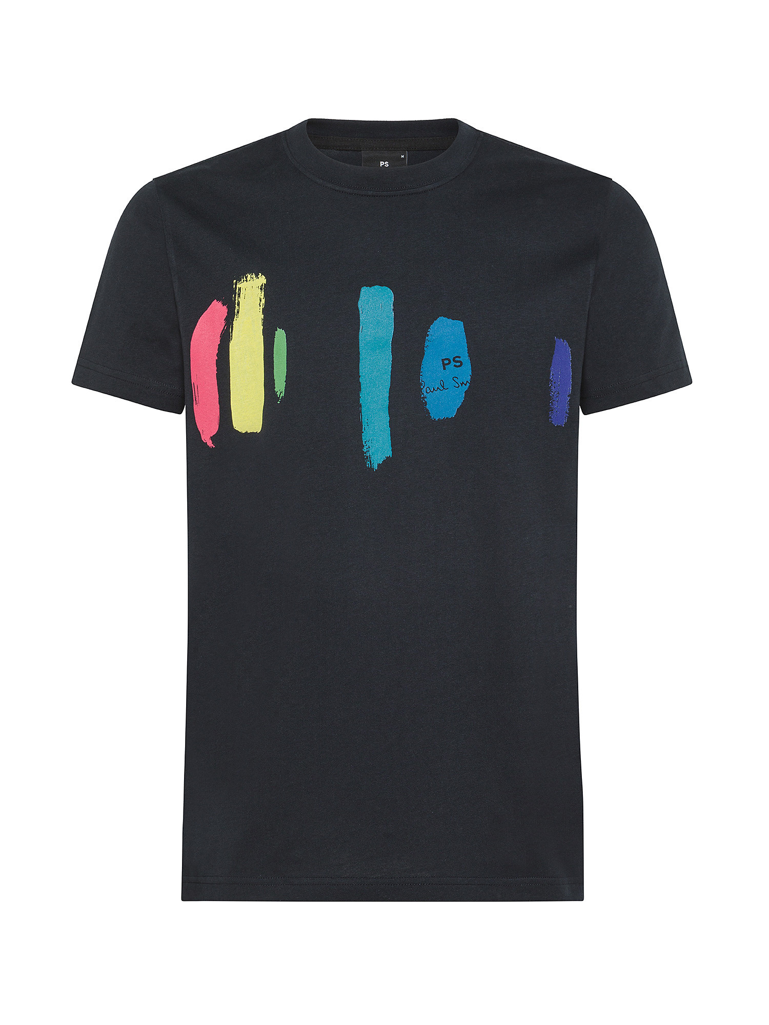 Paul Smith - T-shirt in cotone slim fit con stampa pennellate, Blu scuro, large image number 0