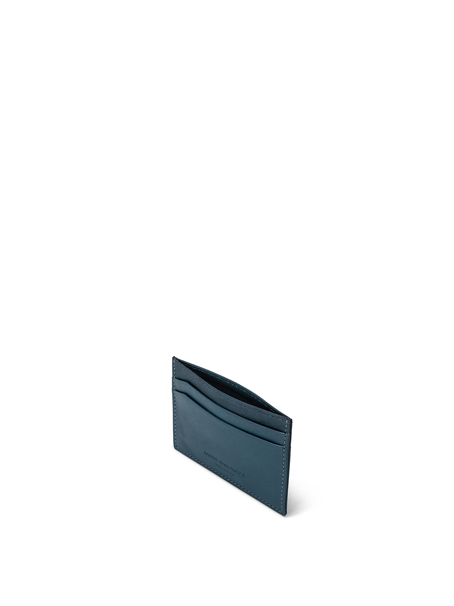 Porta carte di credito vera pelle tinta unita, Blu bluette, large image number 2