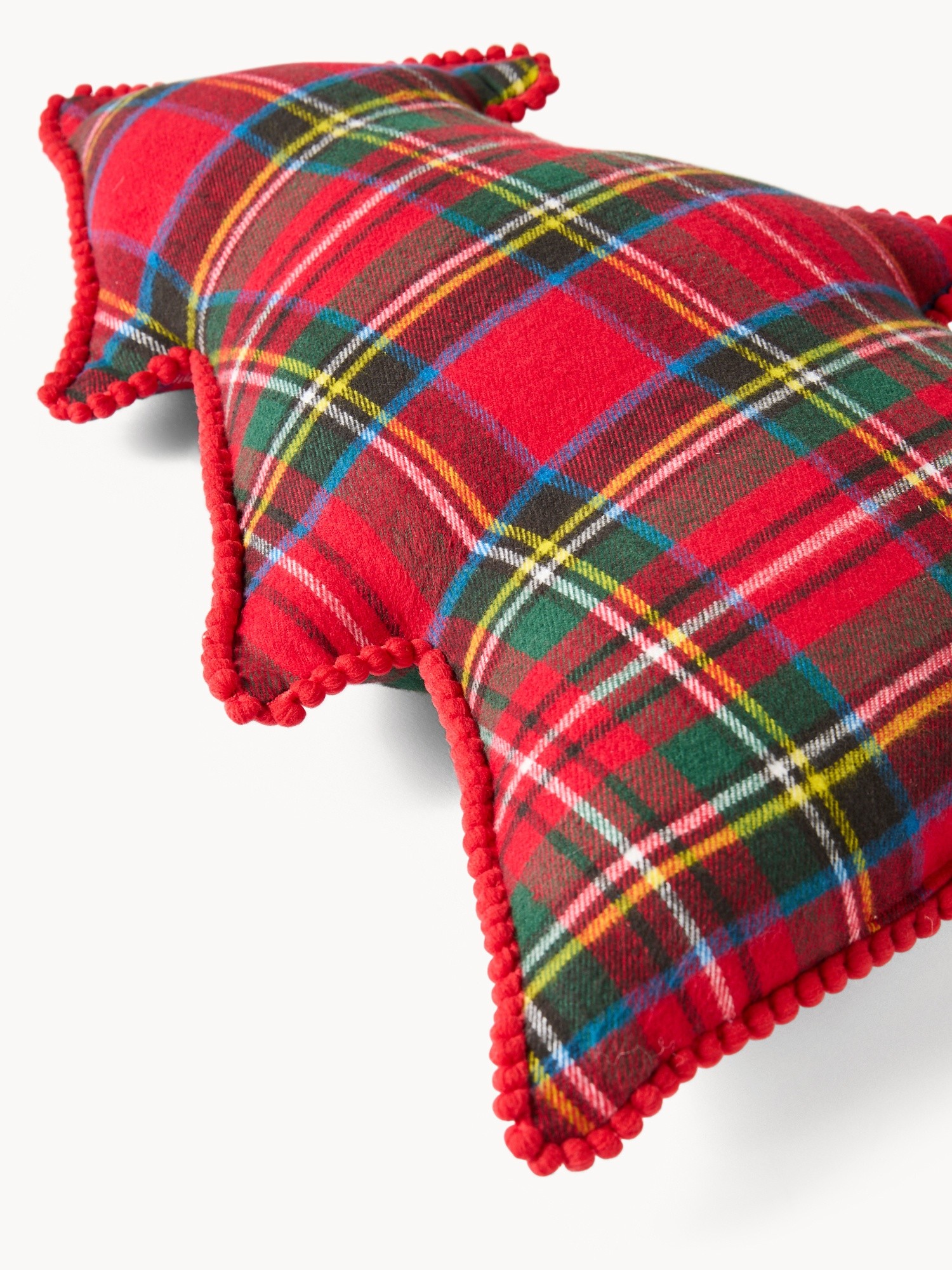 Christmas tree-shaped cushion with tartan pattern, Red, large image number 1