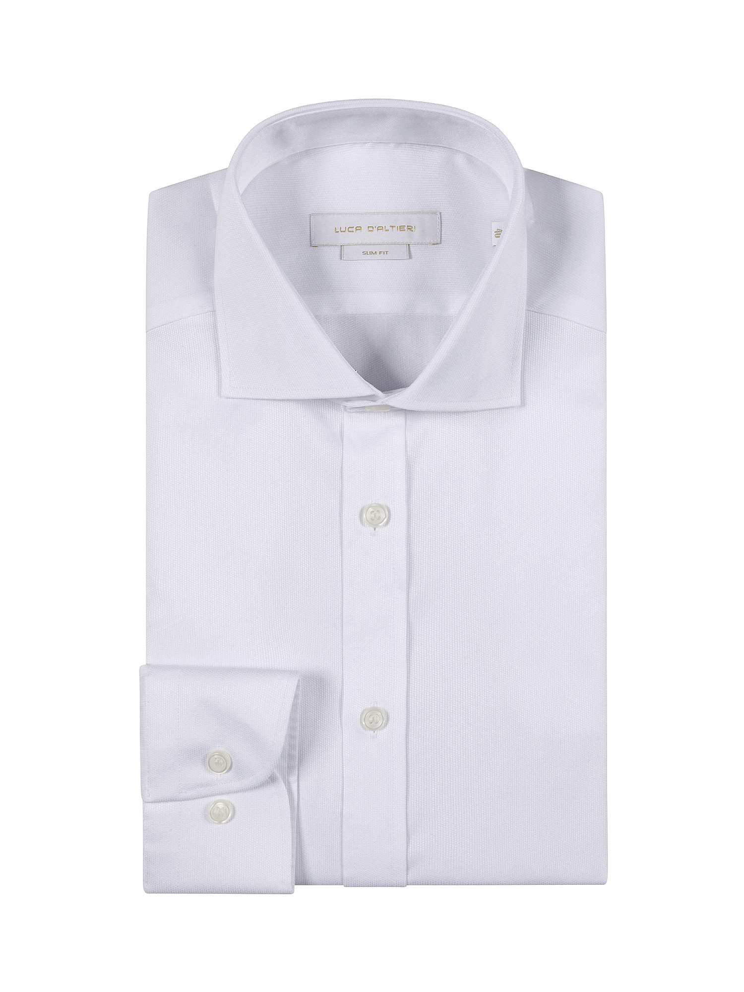 Camicia slim fit cotone armaturato, Bianco, large