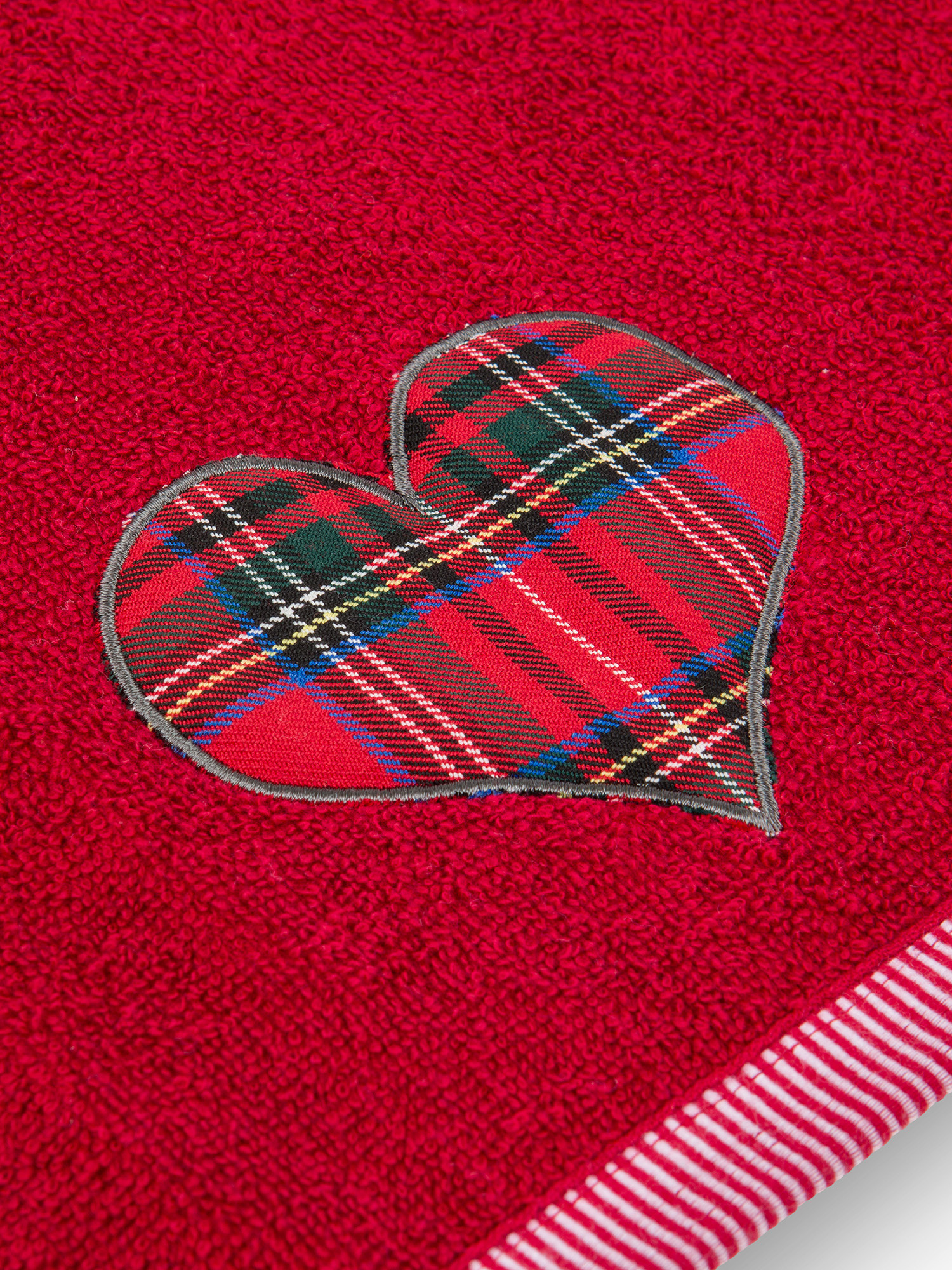 Set of 2 cotton towels with heart application, Red, large image number 2
