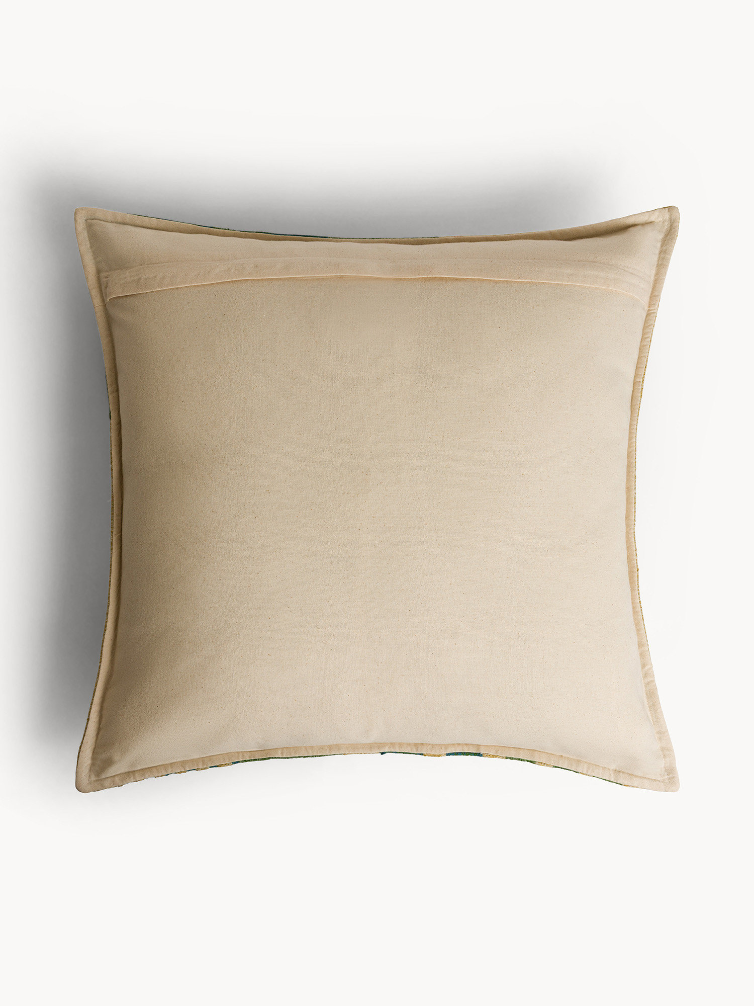 45x45 cm cotton cushion with leaf motif embroidery and beads, Green, large image number 1