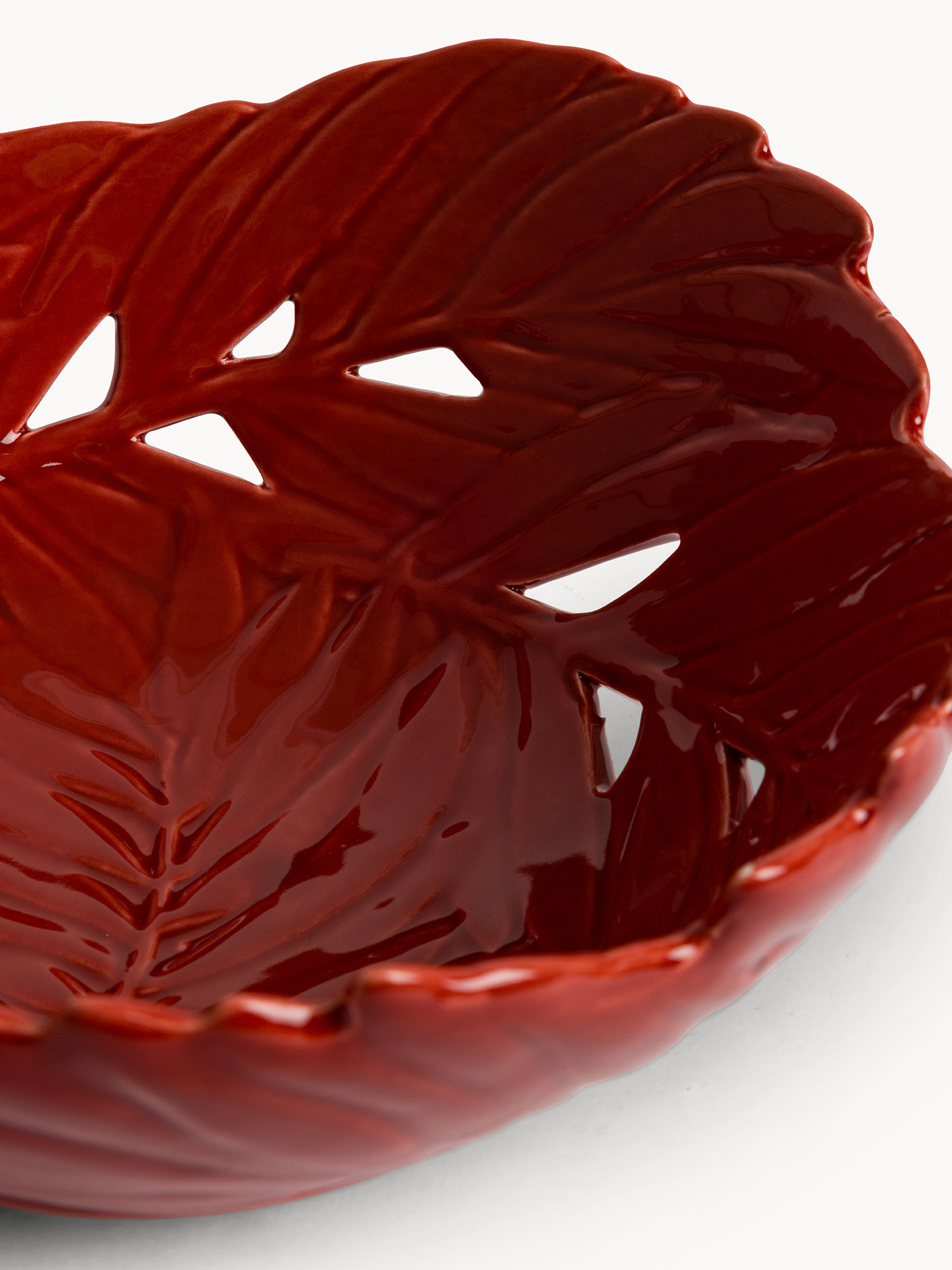 Embossed leaf-shaped stoneware cup, Dark Orange, large image number 1
