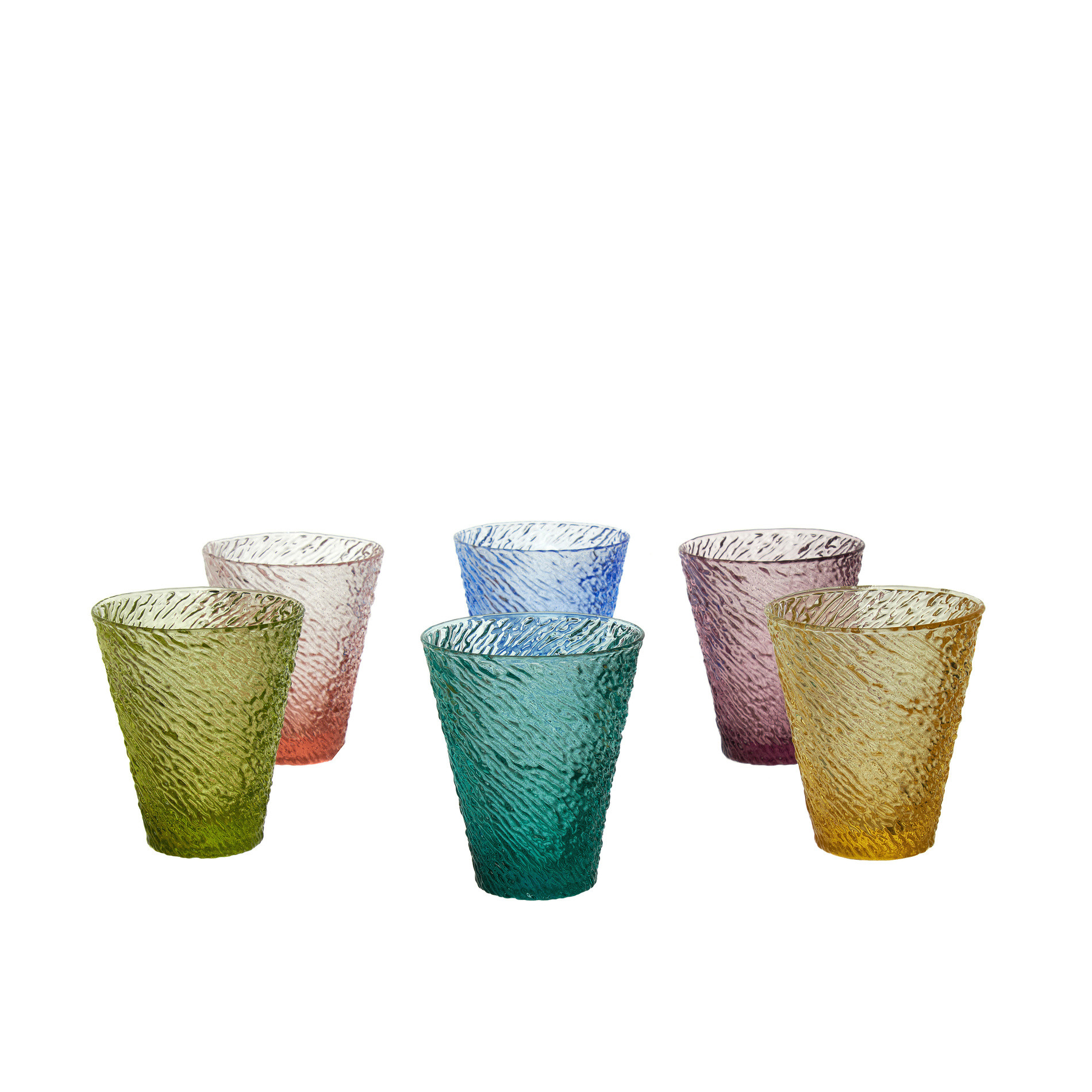 Set 6 bicchieri in vetro multicolore, Multicolor, large image number 0