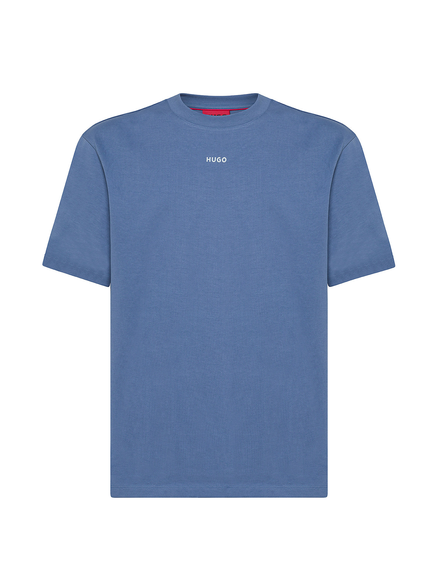 Hugo - T-shirt con stampa logo in cotone, Azzurro, large image number 0